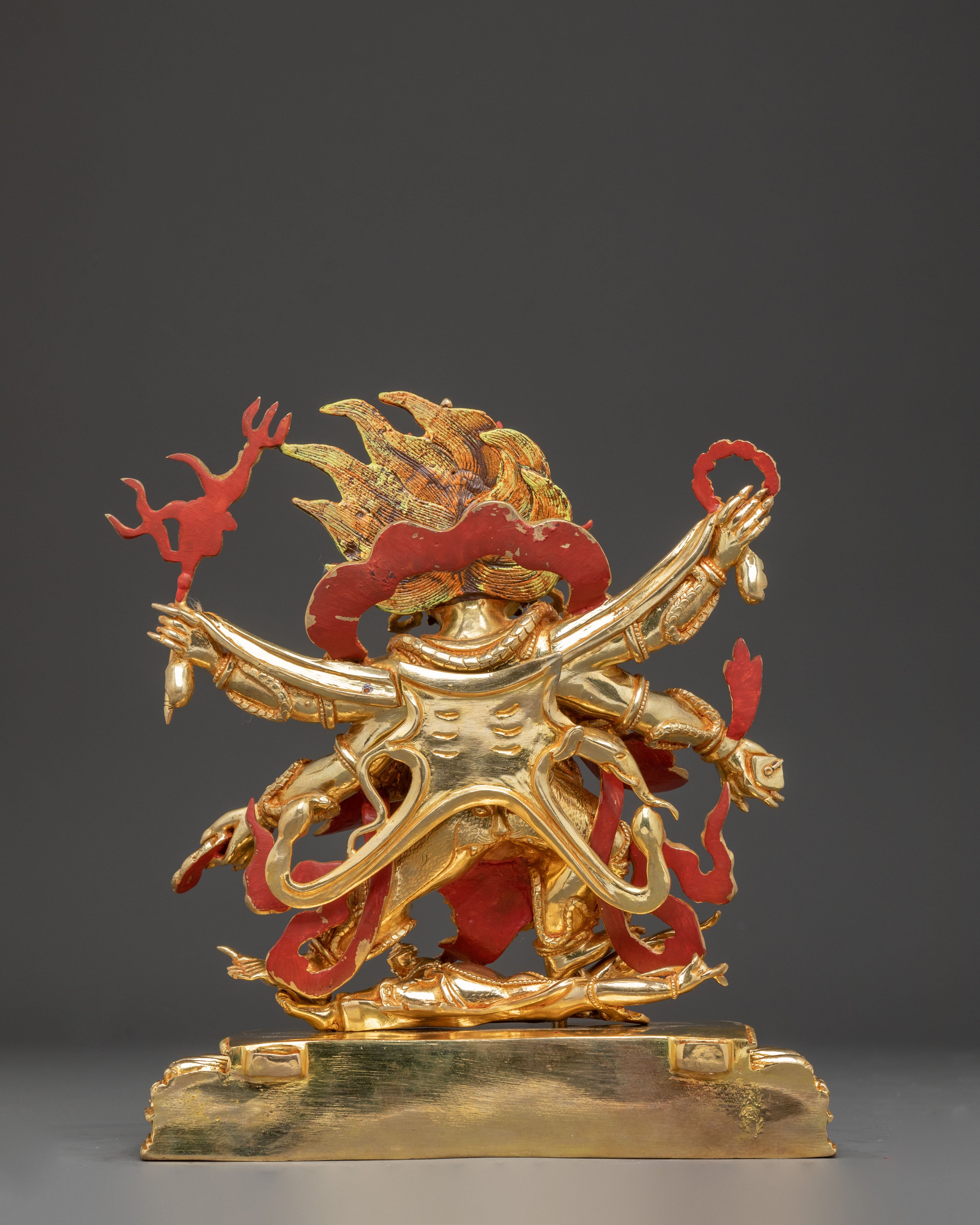 Golden Statue of Protector Six-Armed Mahakala | Wrathful Guardian