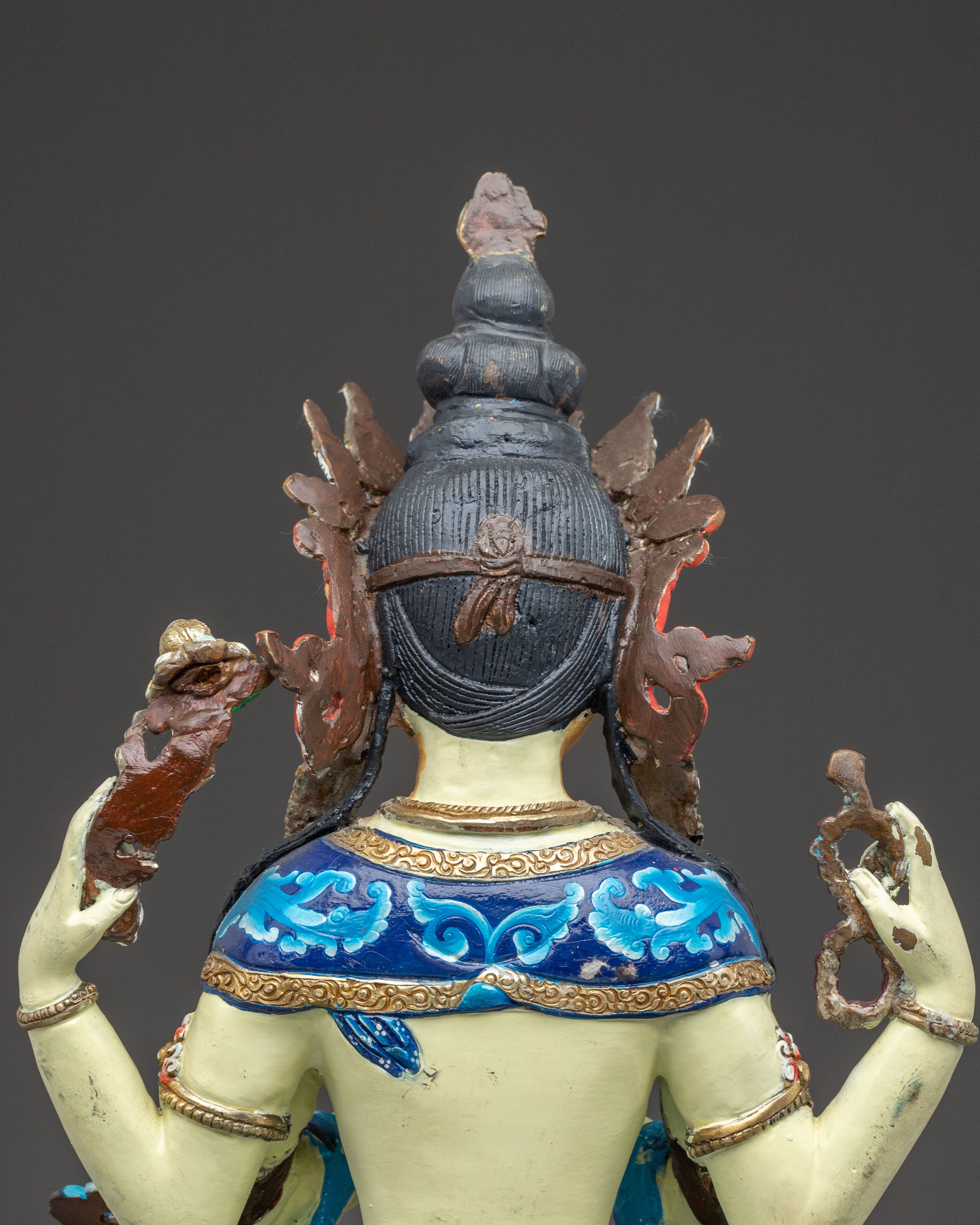 Chenrezig Guardian of Mercy Statue | Hand-Gilded Copper