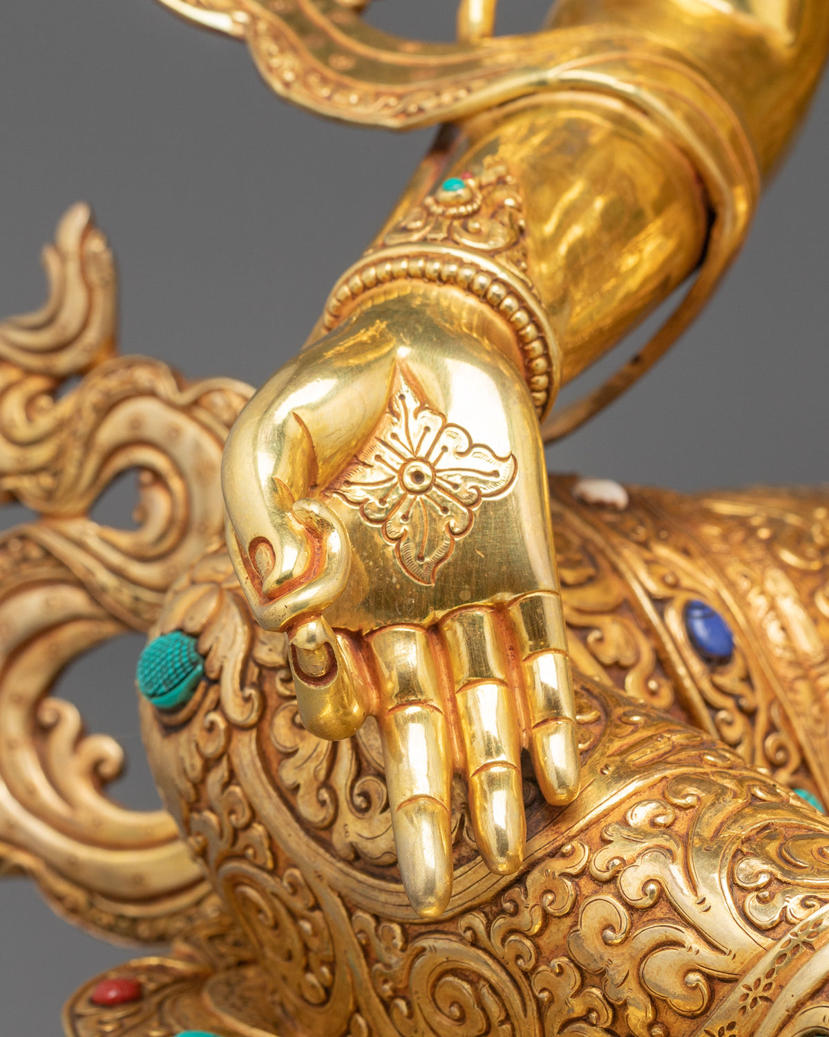 Green Tara 24K Gold-Coated Sculpture | Buddhist Guardian