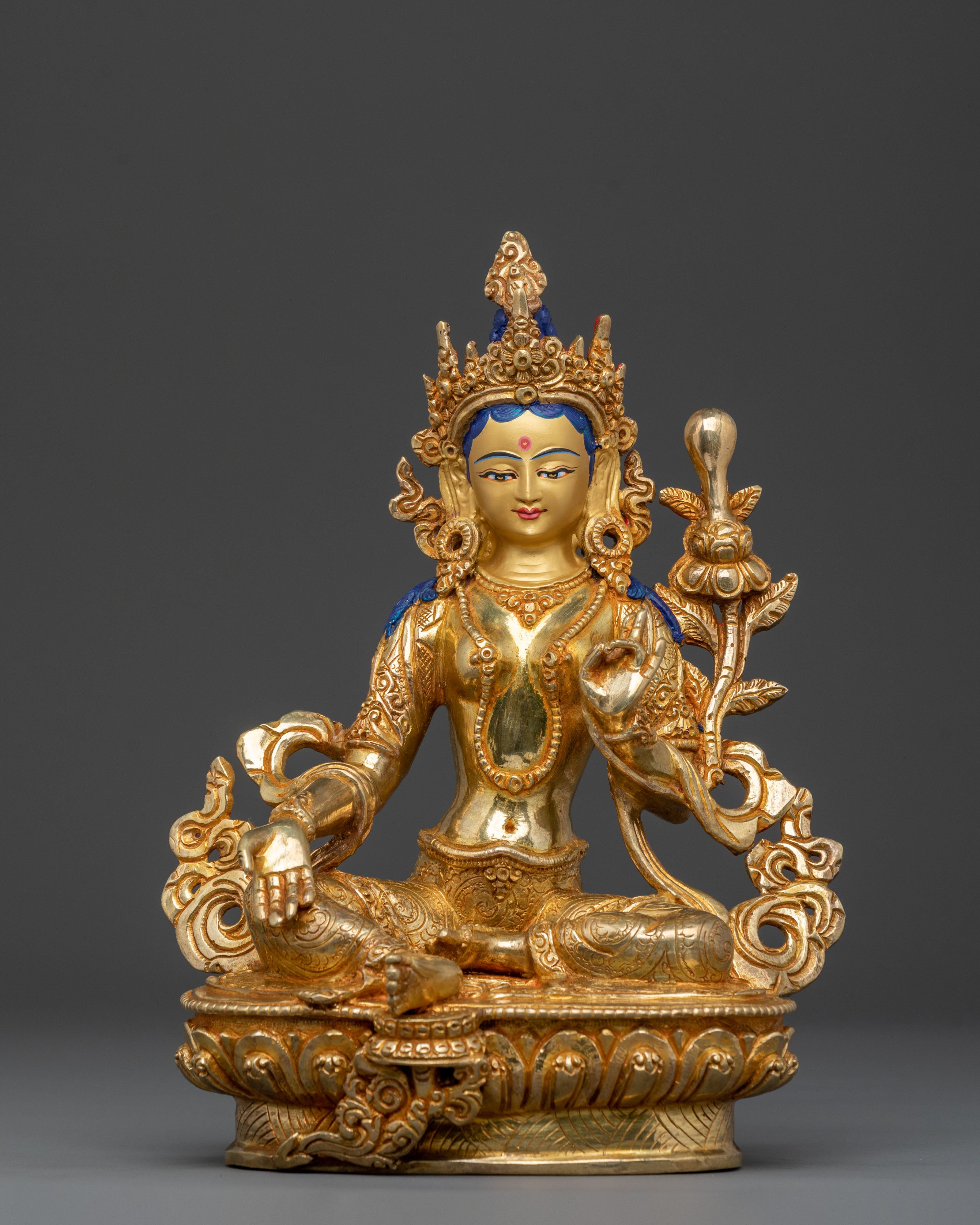 21 Tara: Handcrafted 24K Gold Gilded Statue Set