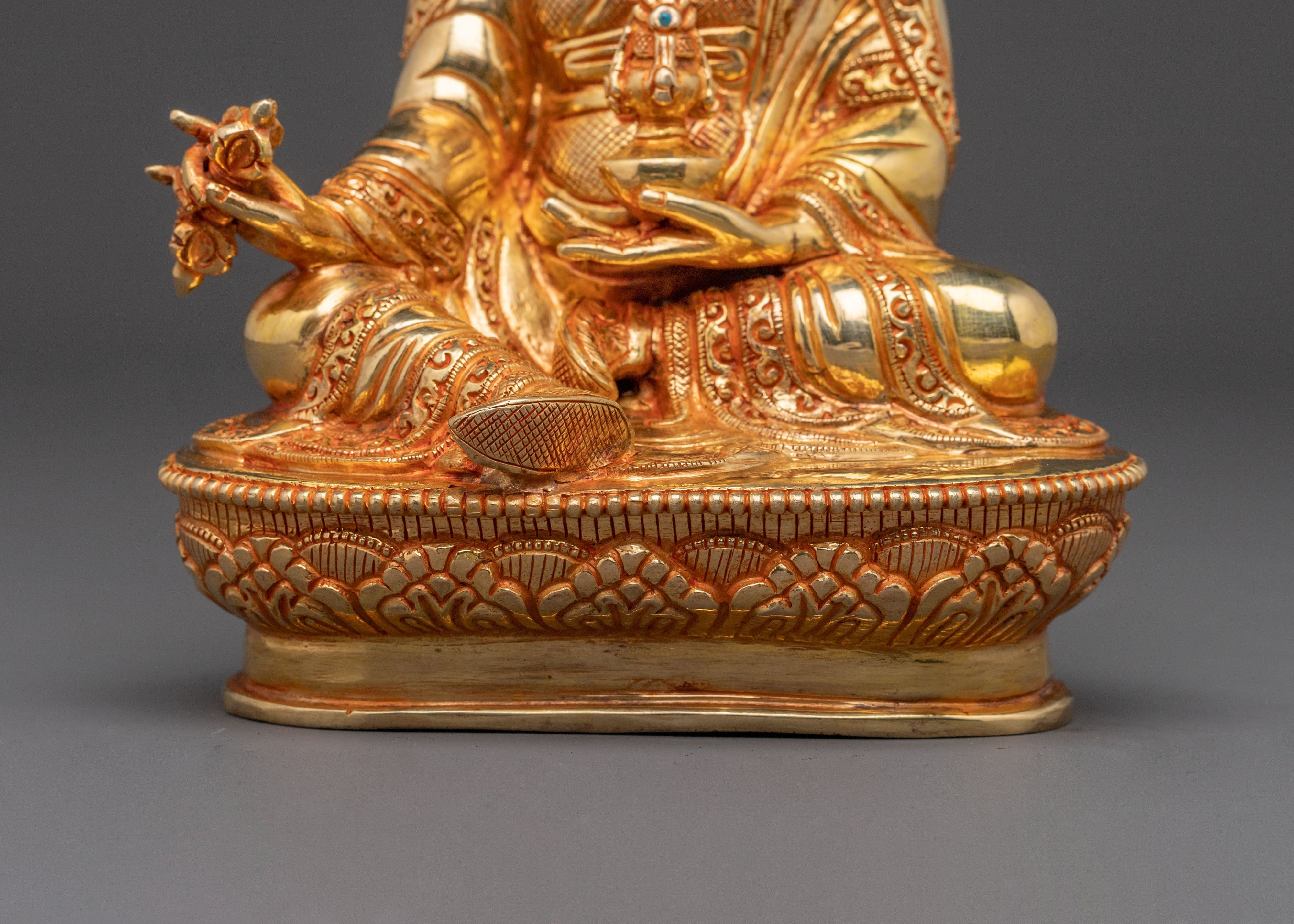 Guru Rinpoche Copper Figurine - Gilded Serenity