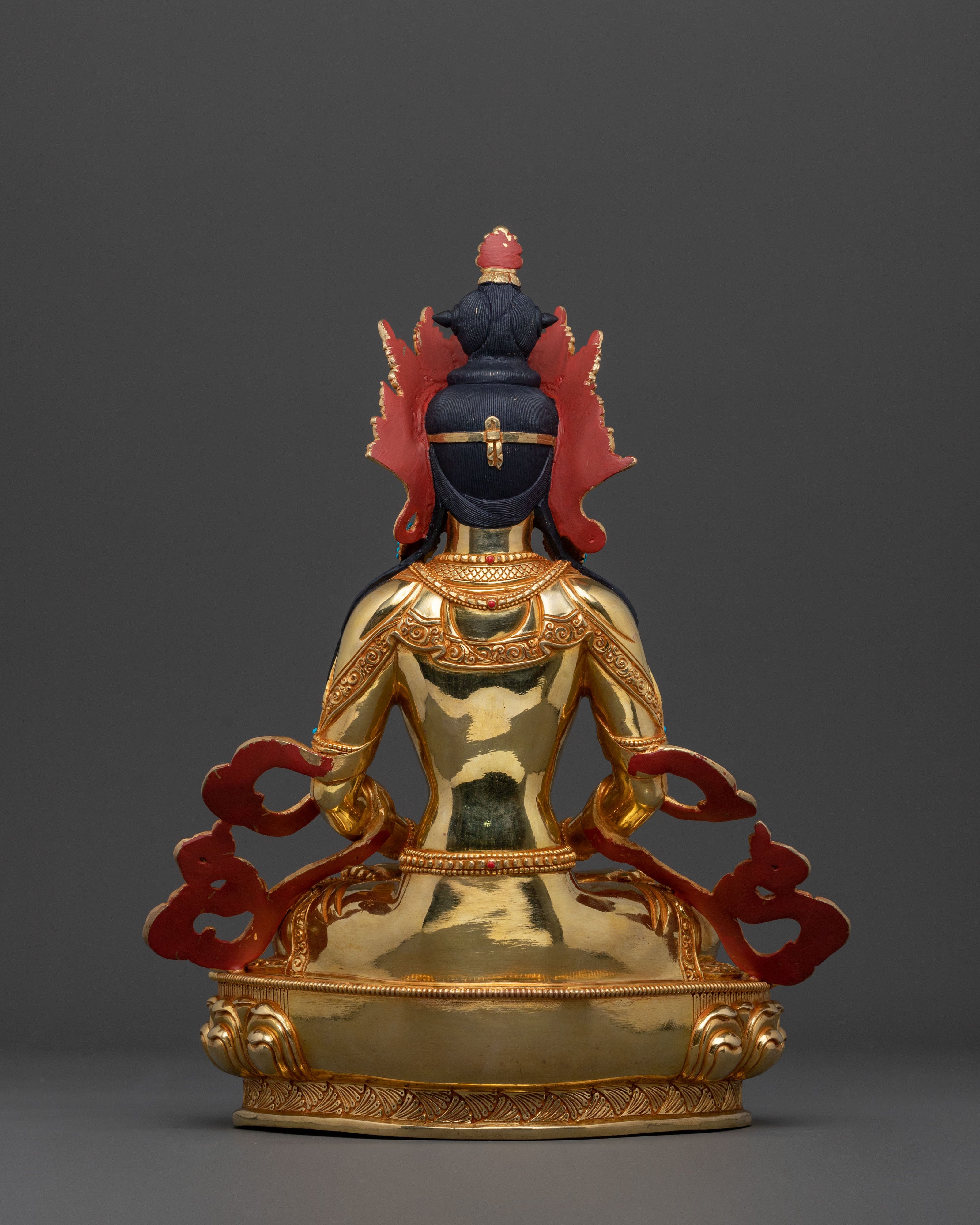 Handmade Amitayus Buddha Sculpture in Radiant 24K Gold