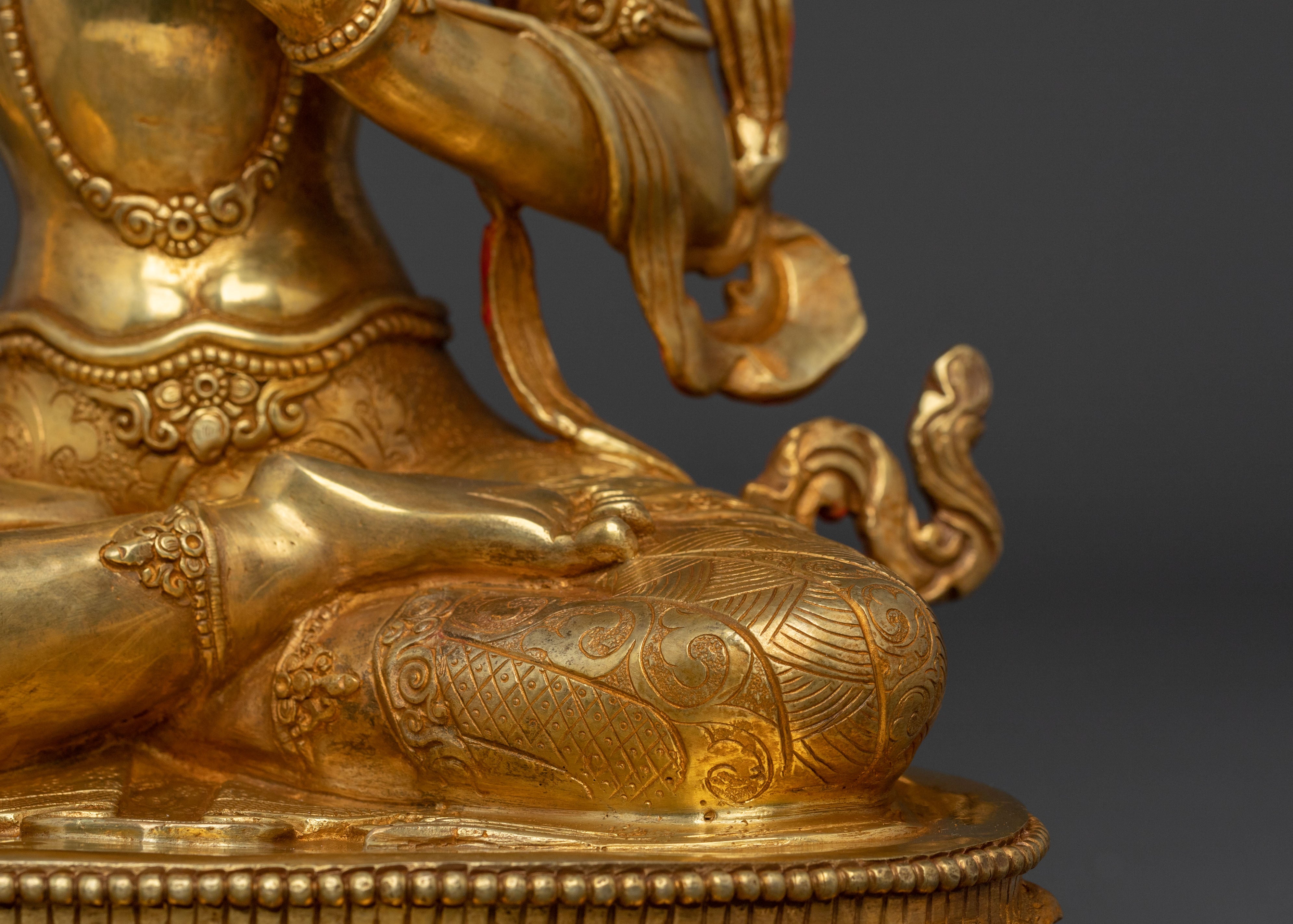 Wisdom Bodhisattva Manjushri Golden Figurine