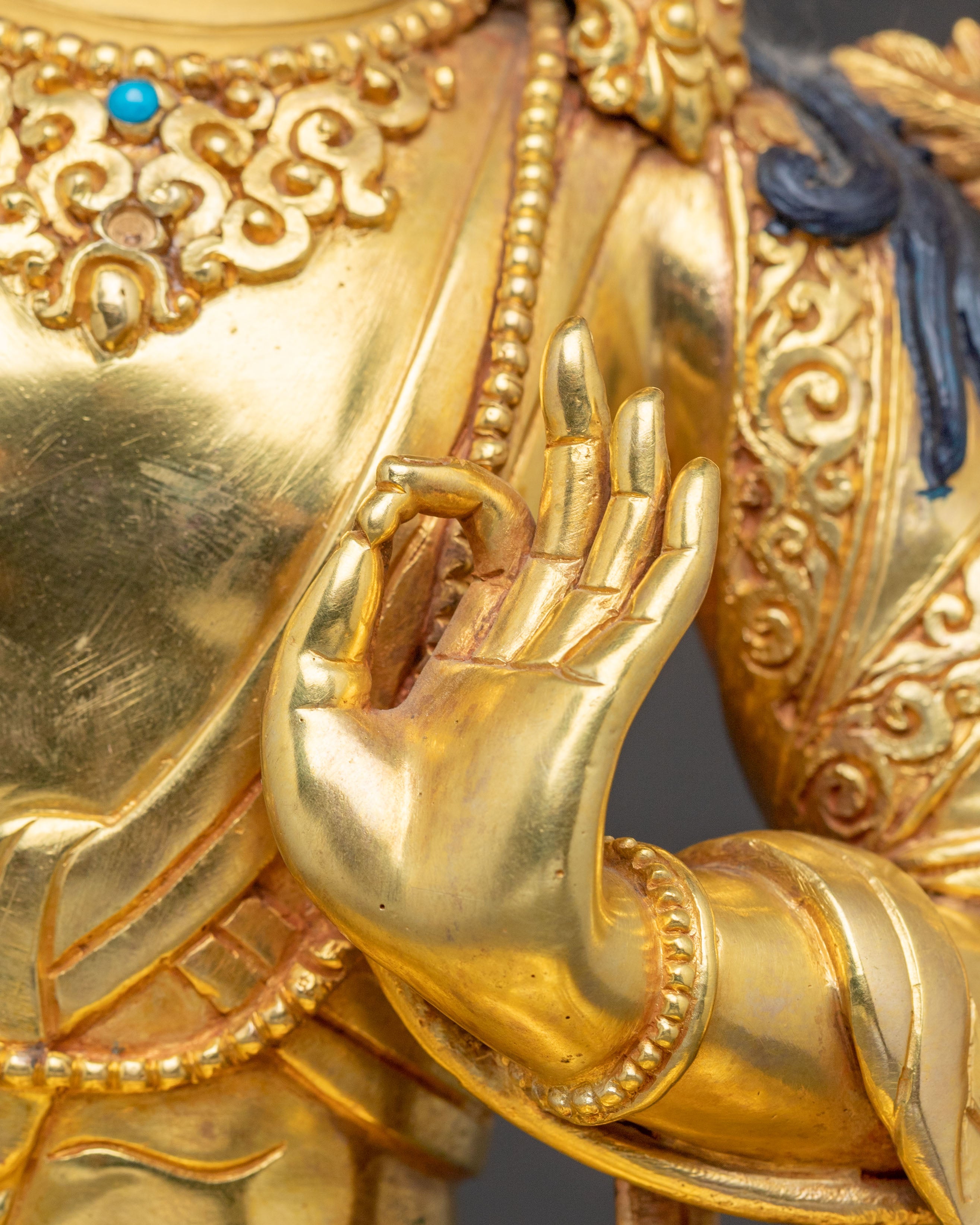 24K Gilded Manjushri Blessing Statue