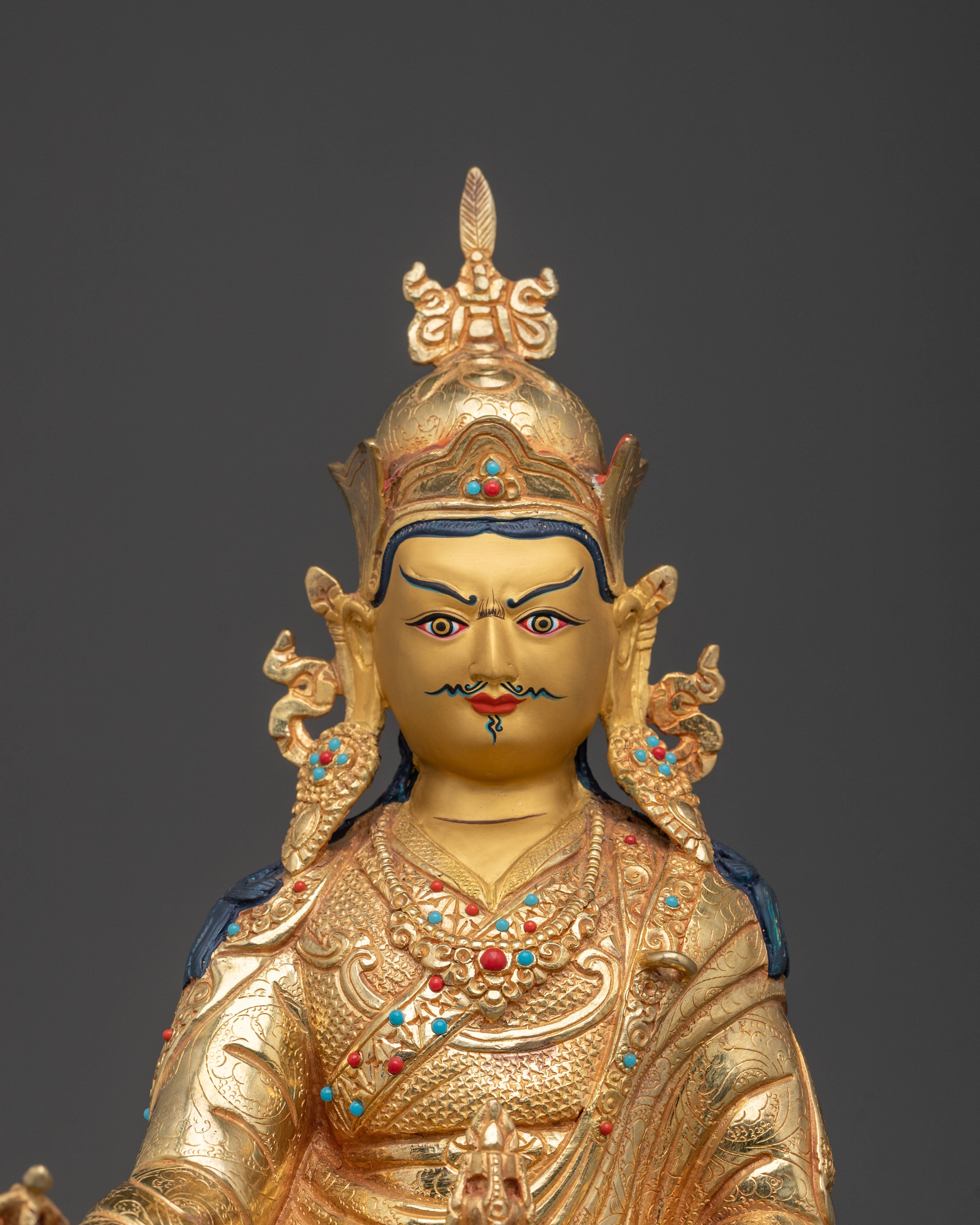 Guru Rinpoche 24K Gold Gilded Sculpture | Home Decor