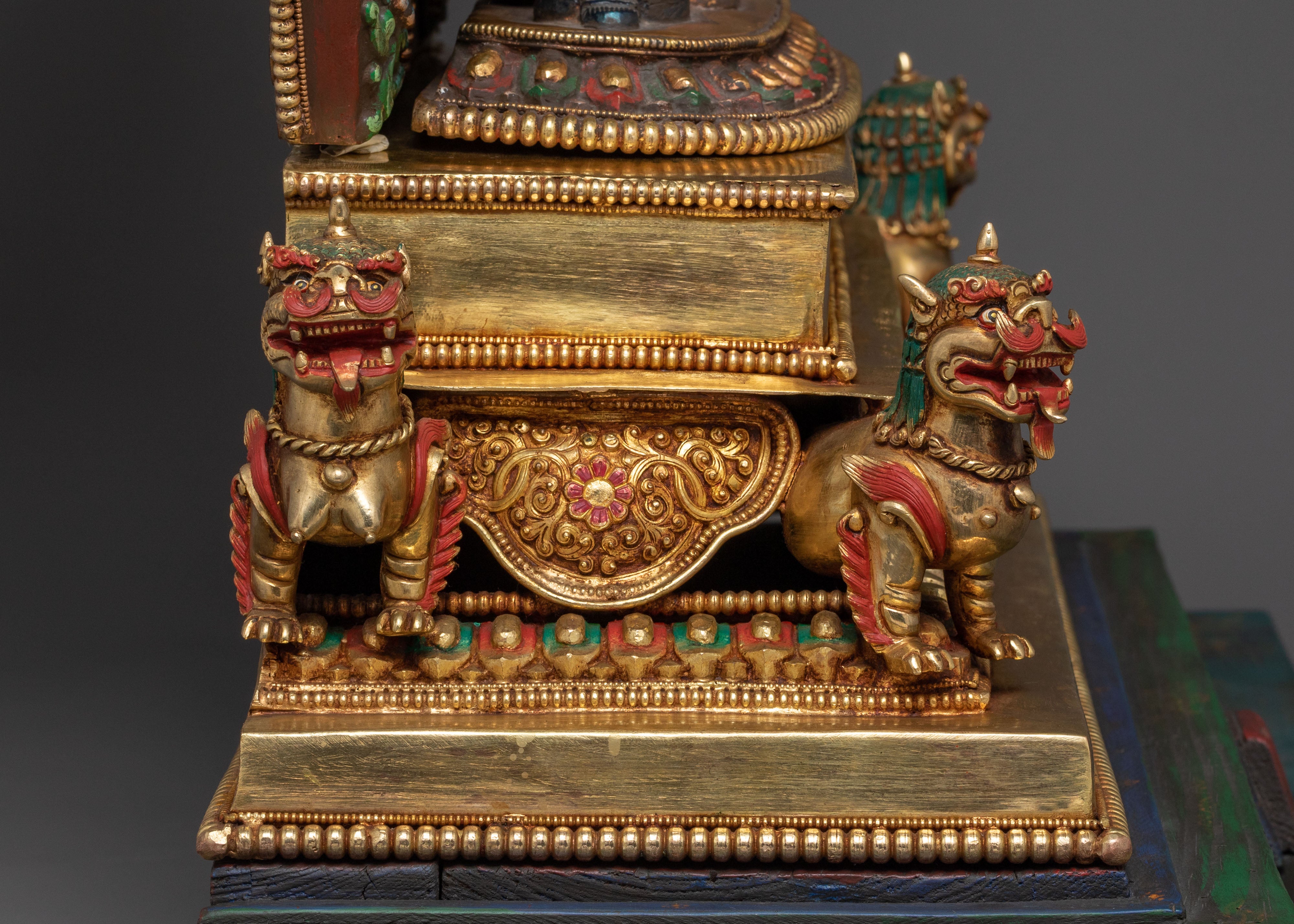Shakya Mahakala Sacred Statue: 24K Gold Gilded Statue