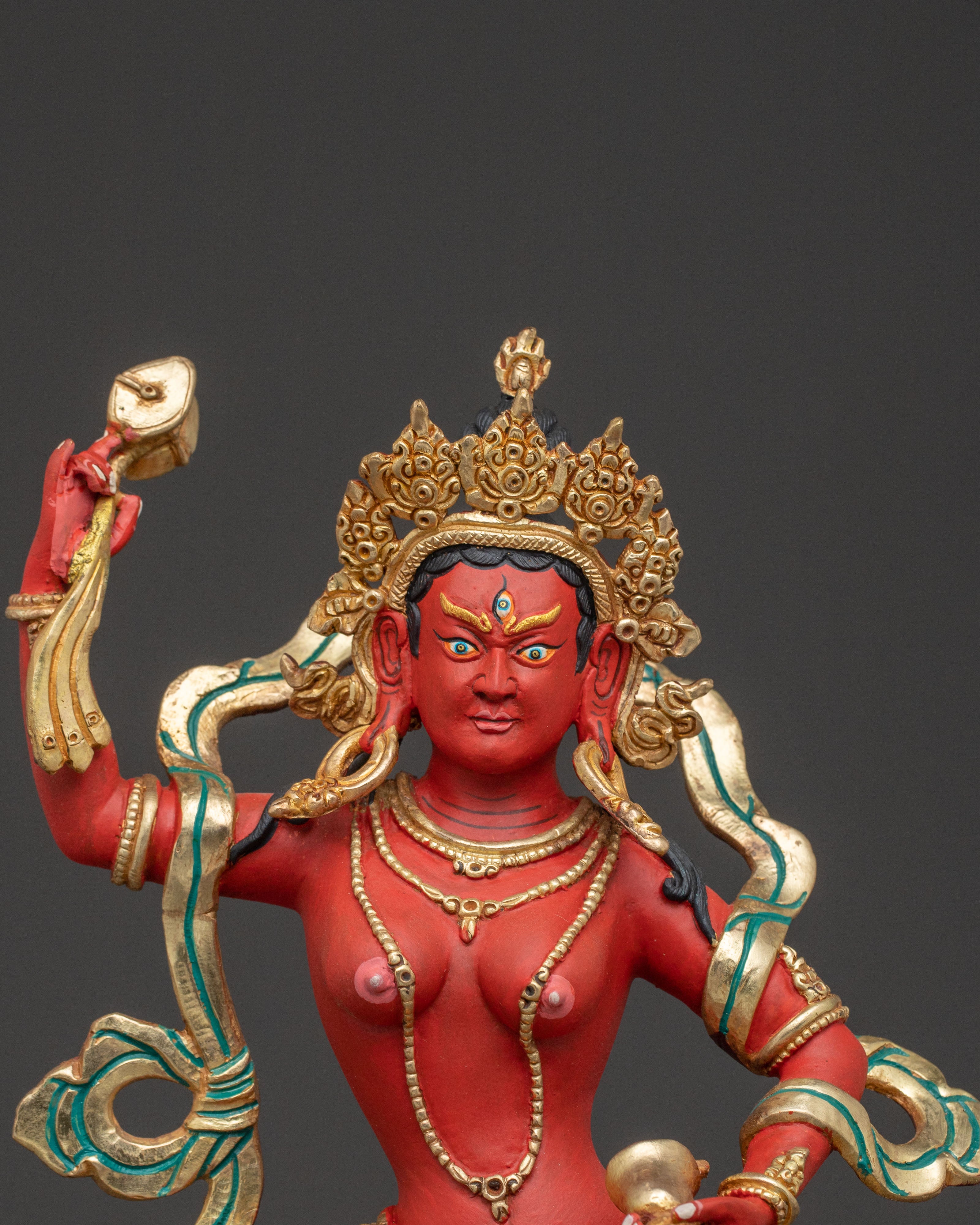 Divine Statue of Machig Labdron – Hand-Gilded Copper Statue