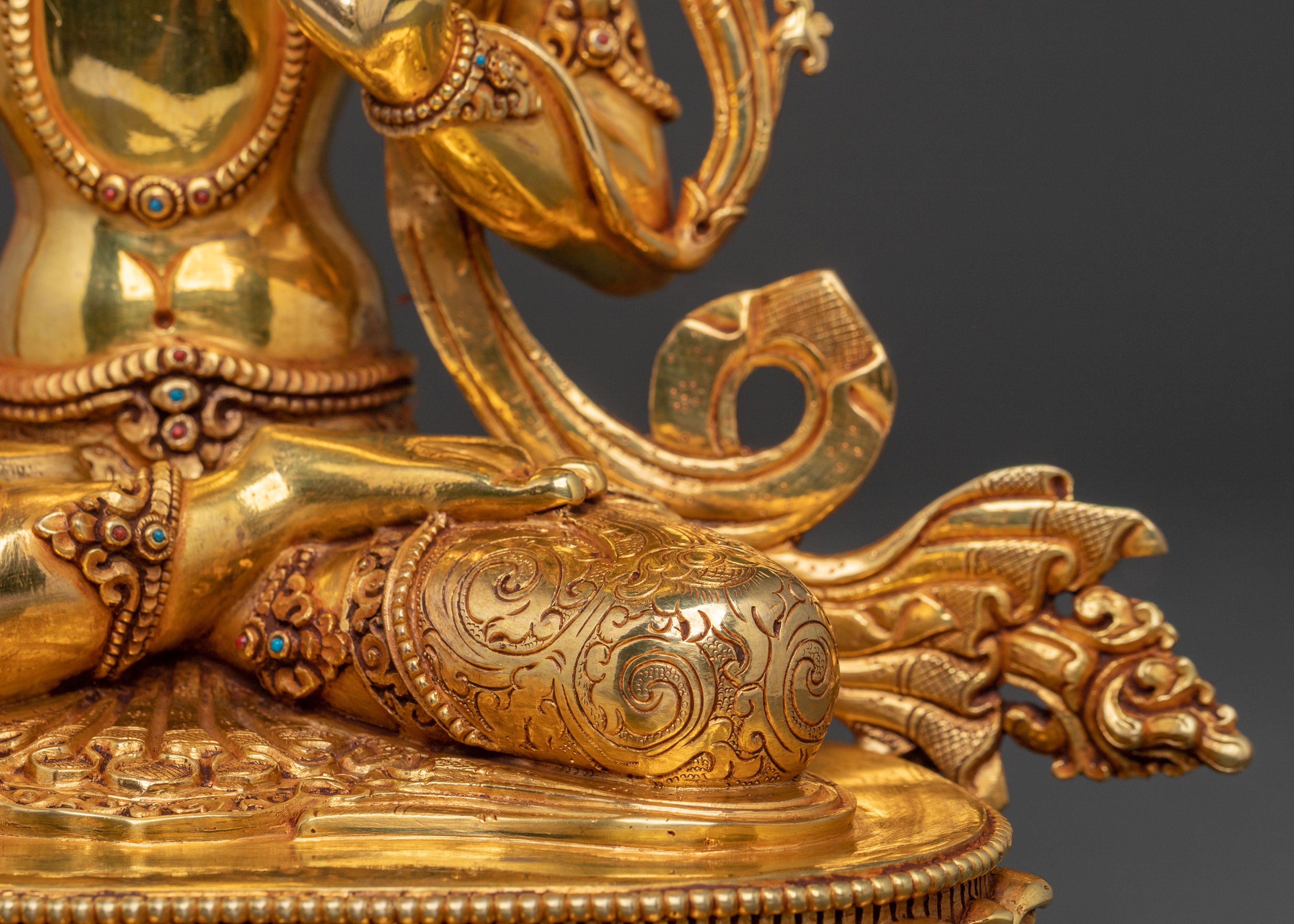 Manjushri Statue | 24K Gold Gilded Wisdom Figurine