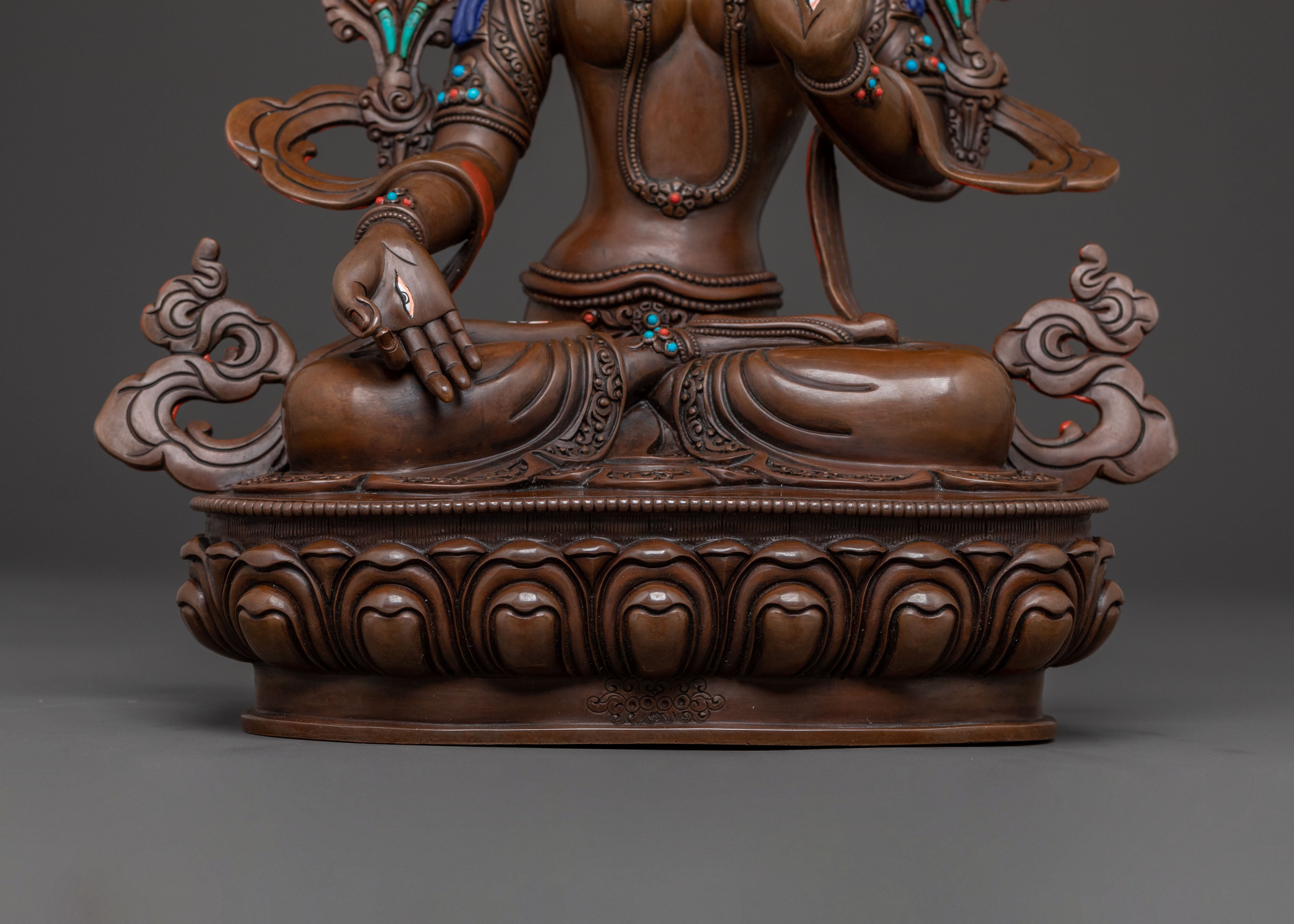Spiritual White Tara Statue – Oxidized Copper Body