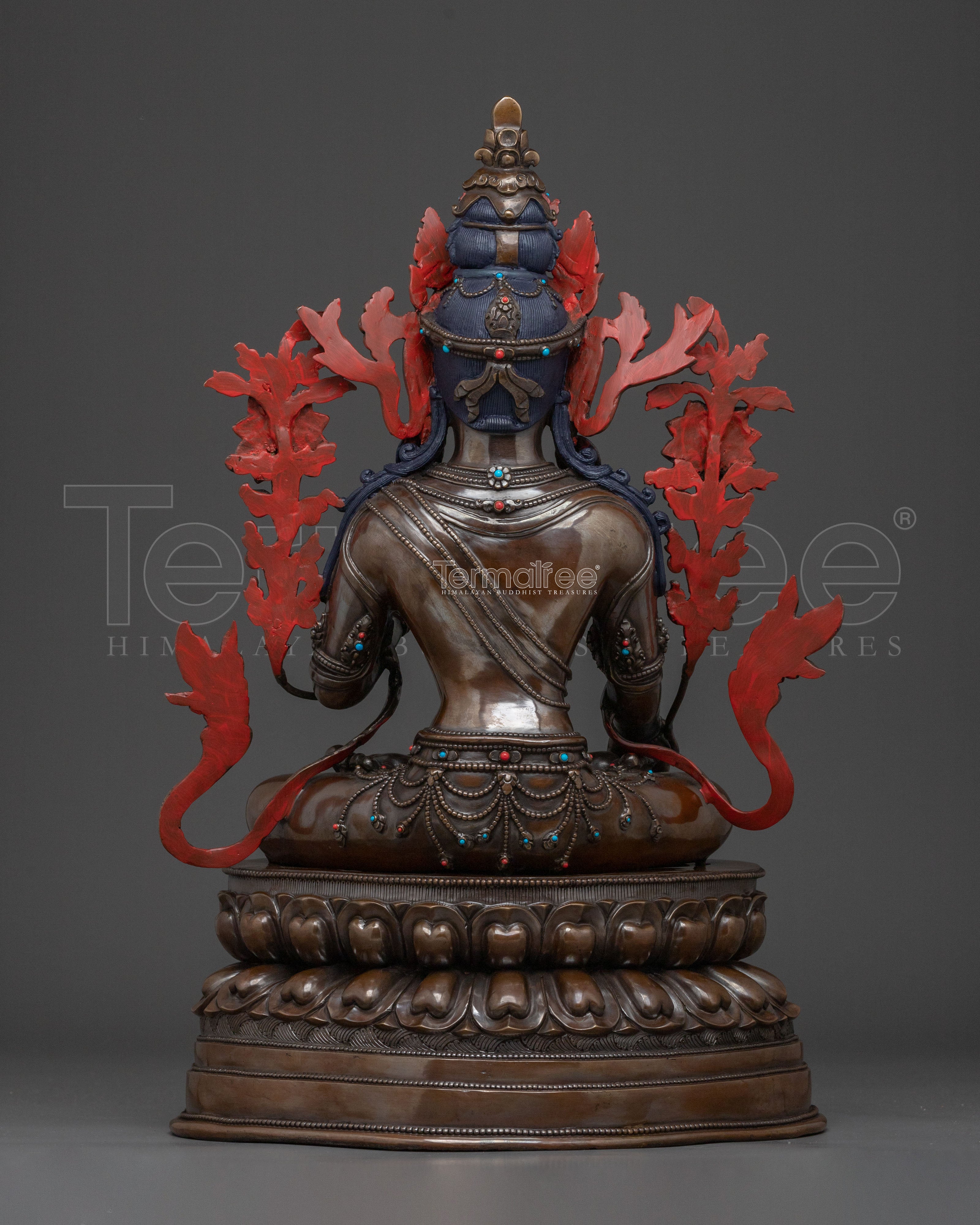 White Tara Statue: Oxidized Copper Goddess