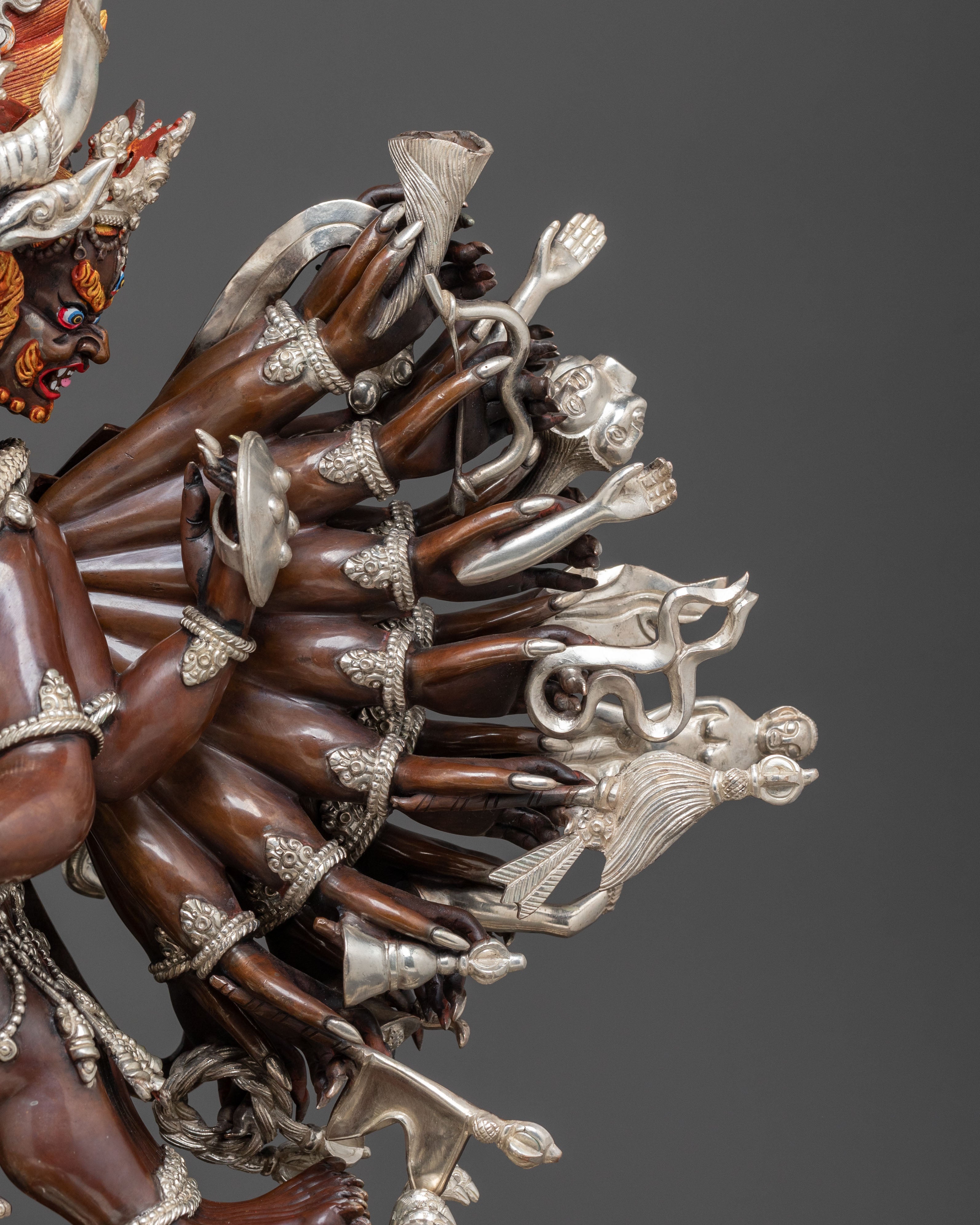 Oxidized Copper Yamantaka Statue | Buddhist Altar Decor
