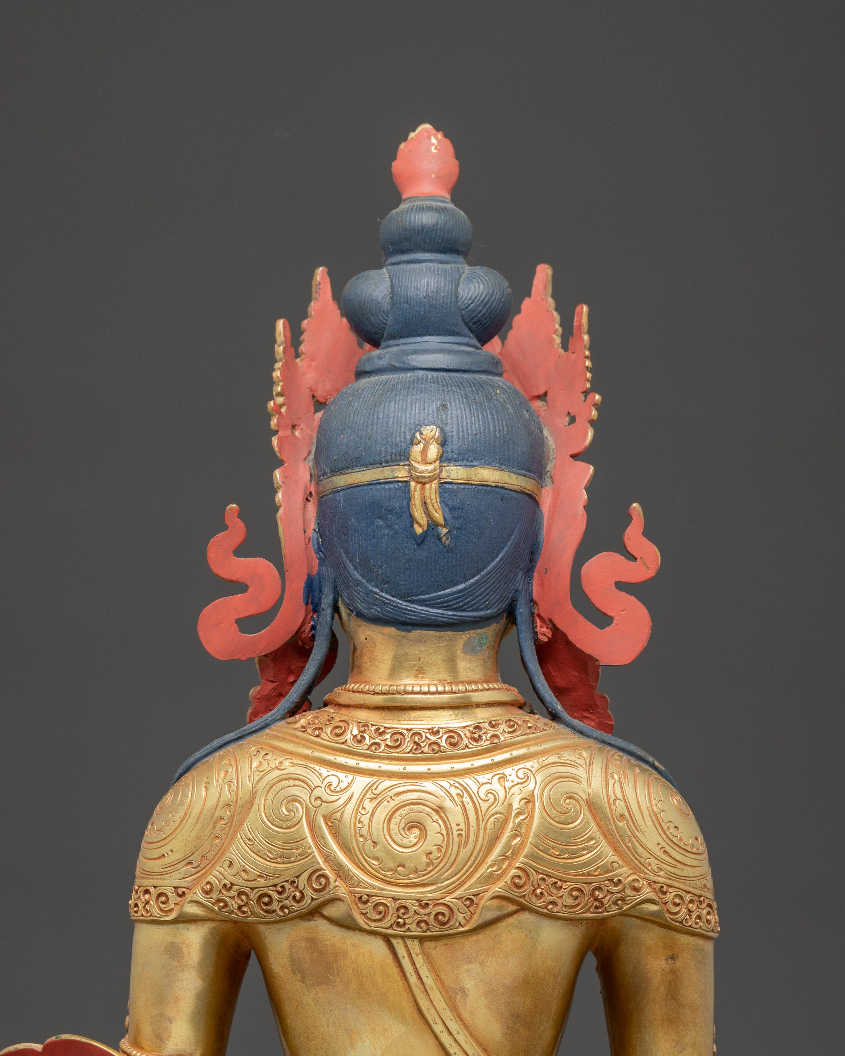 Golden Longevity Buddha Amitayus Statue | Traditional Himalayan Art