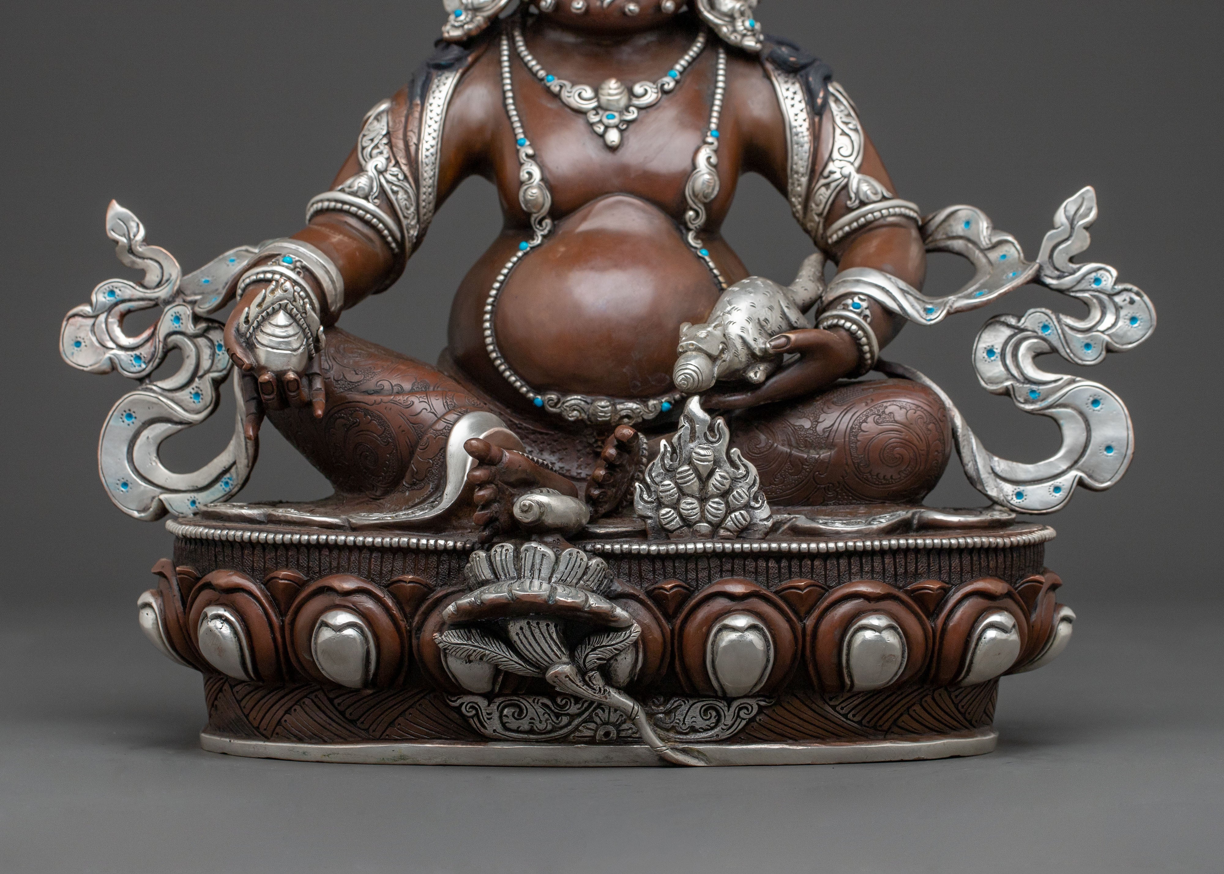 Sacred Dzambhala Statue | Silver-Plated Statue