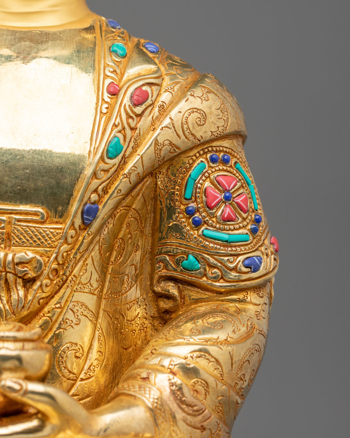 Handmade Three Buddhas Copper Statue Set | 24K Gold Gilded