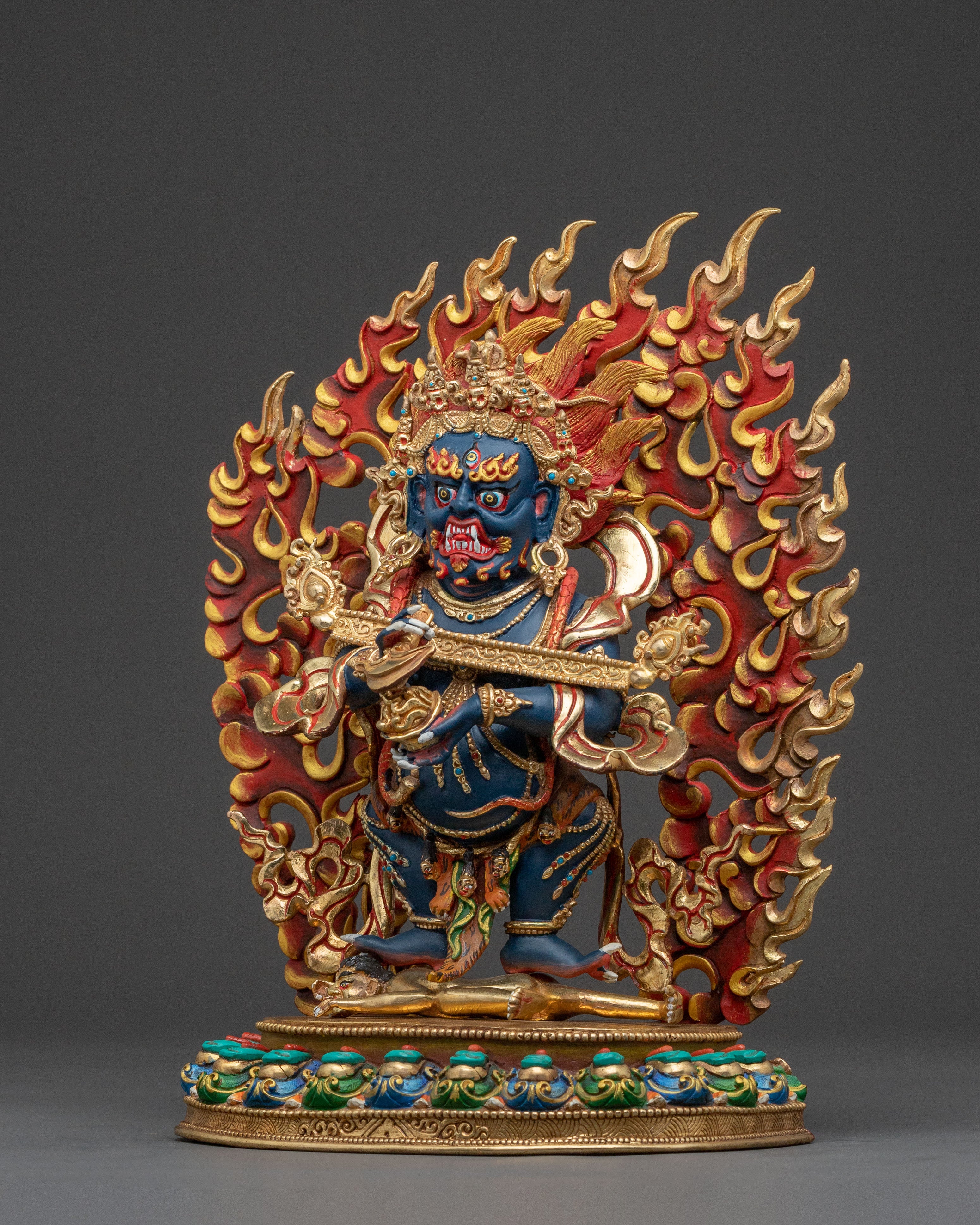 Statue of Shakya Mahakala | Exquisite 24K Gold Gilded Handcrafted