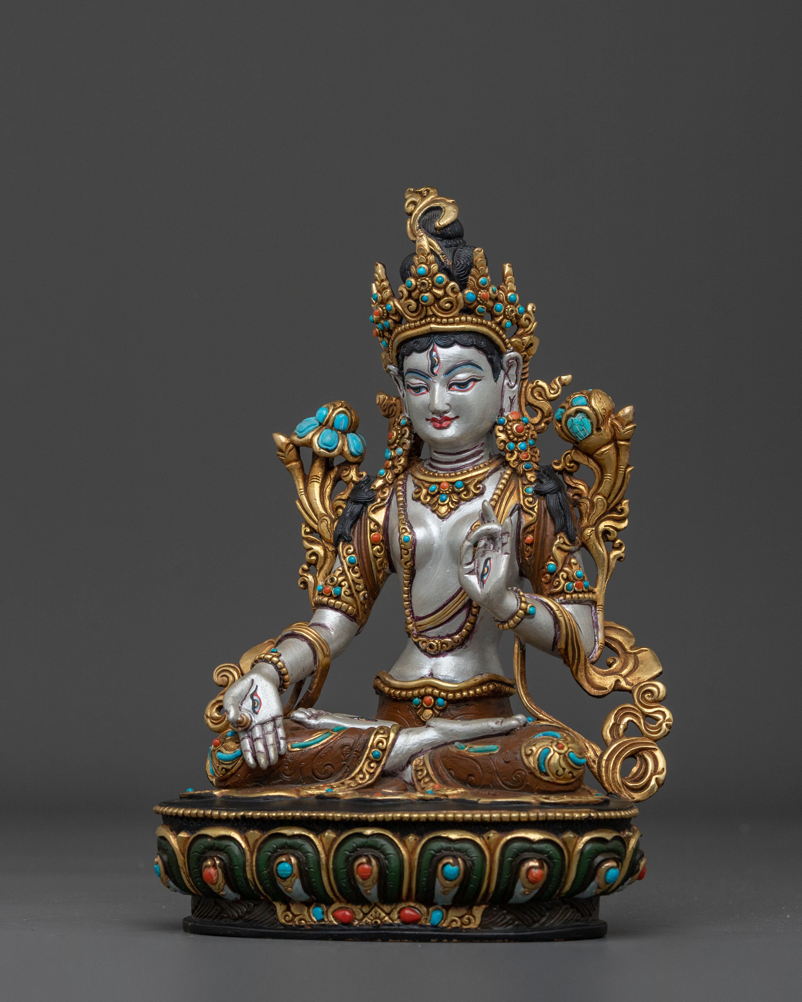 Authentic Tibetan White Tara Sculpture | Home Decor