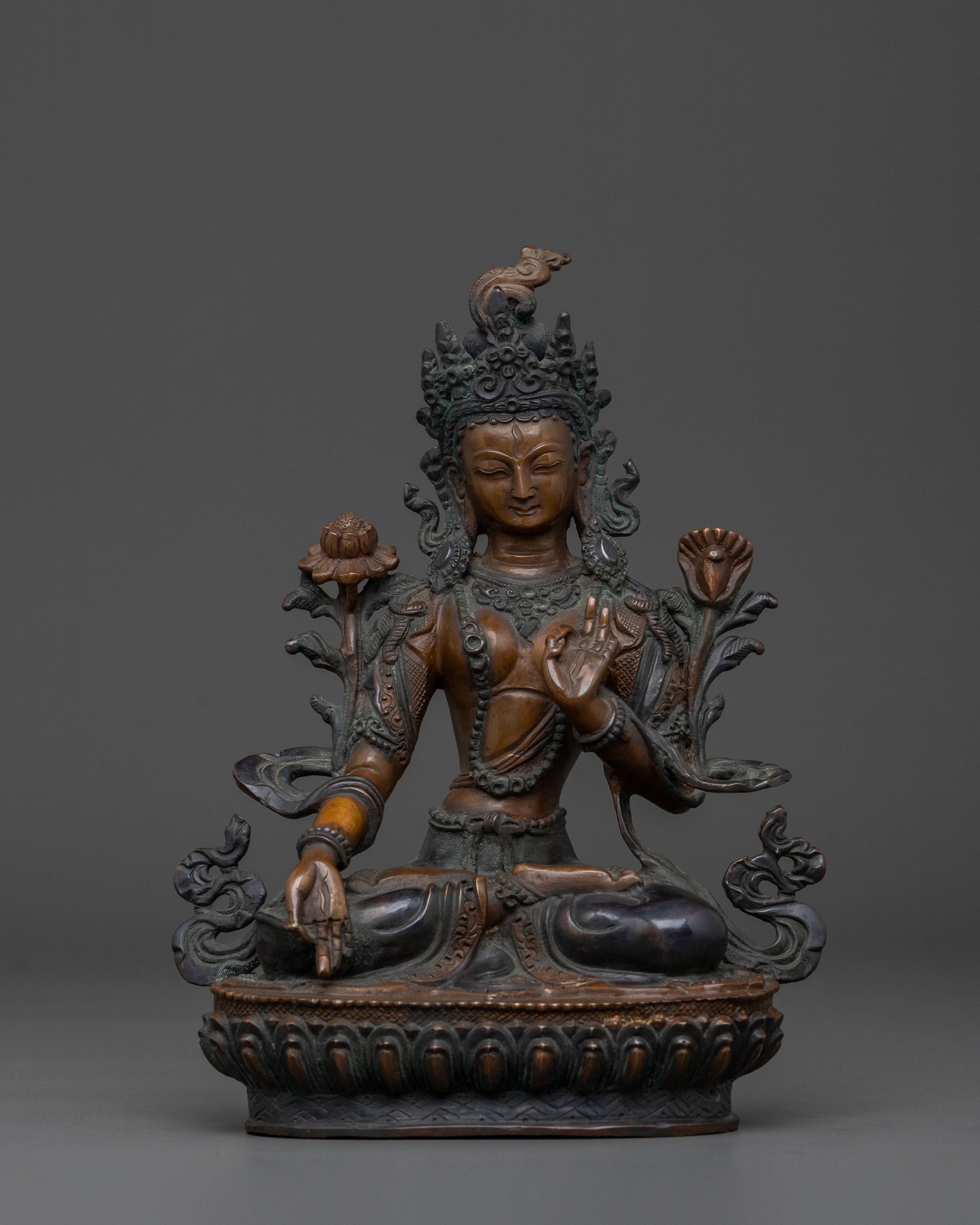Tibetan Buddhist Goddess White Tara Figurine | Meditation Altar Decor