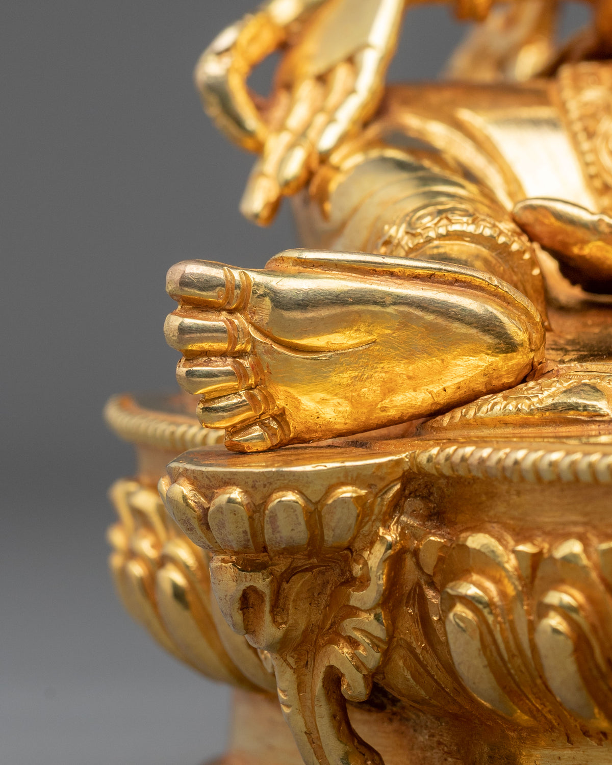 Buddhist Green Tara Meditation Statue in 24K Gold Gilded Copper