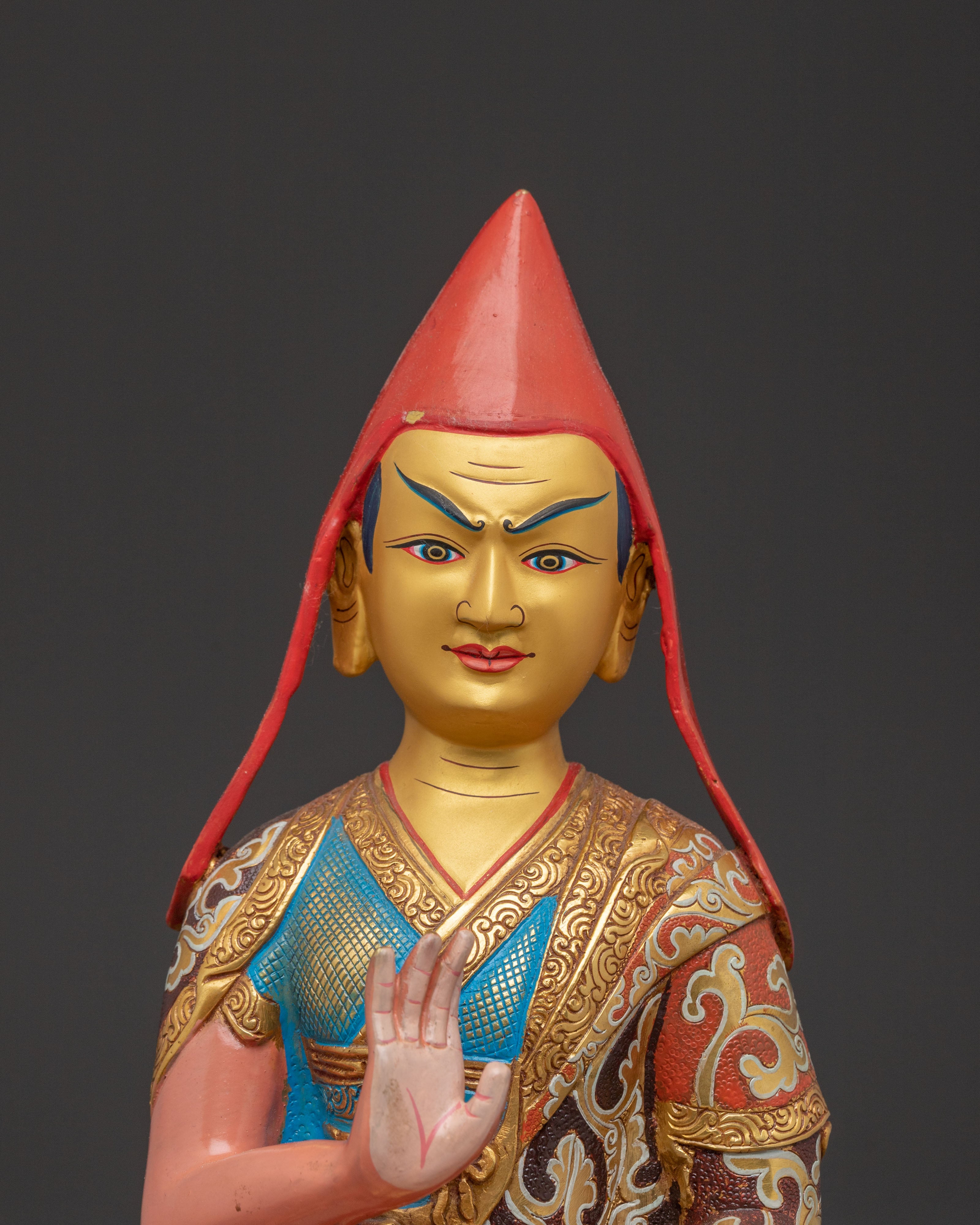 Tsongkhapa with Disciples Statue – 24K Gold Gilded Icon