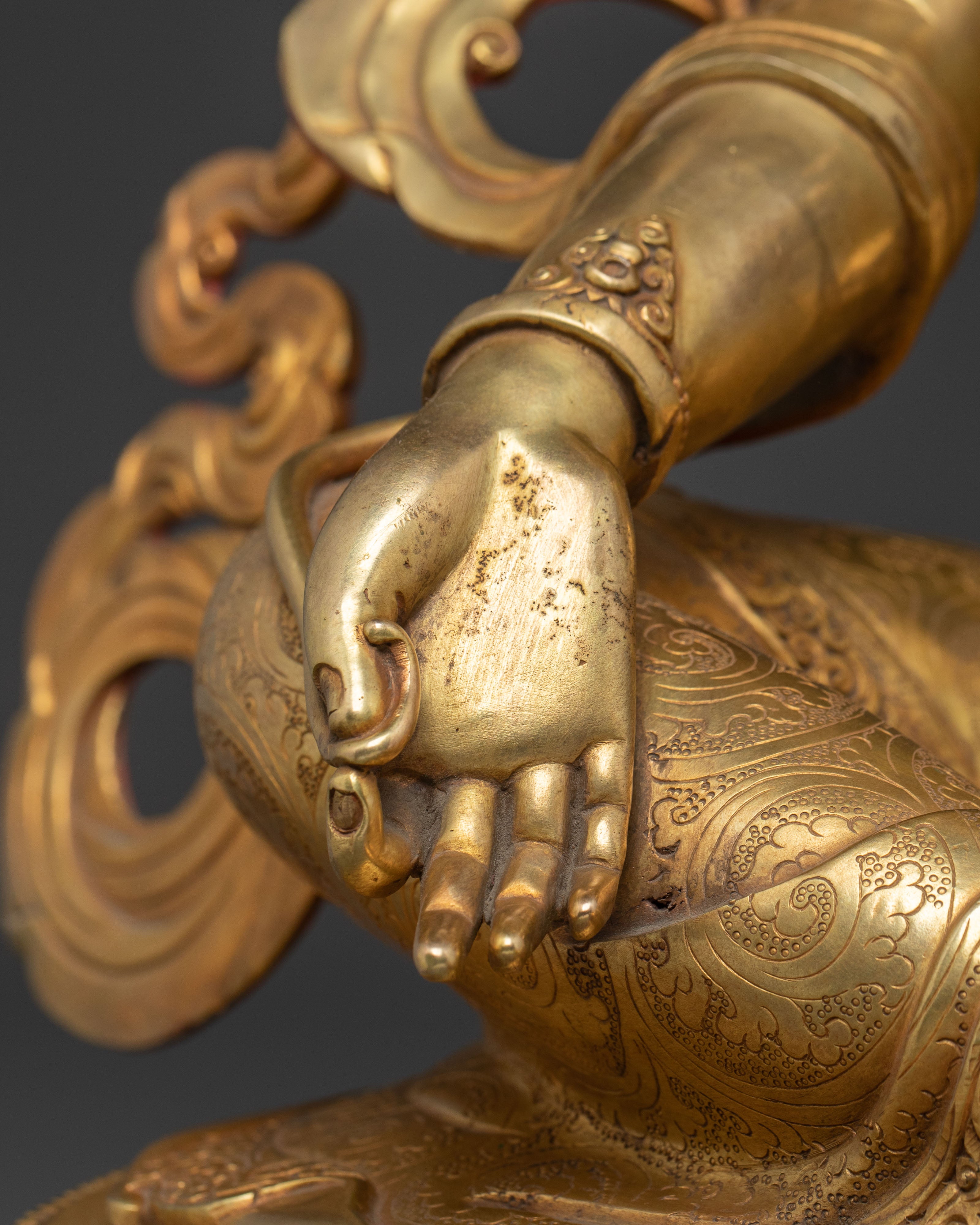 Sacred Green Tara Altar Statue – Hand-Gilded Copper