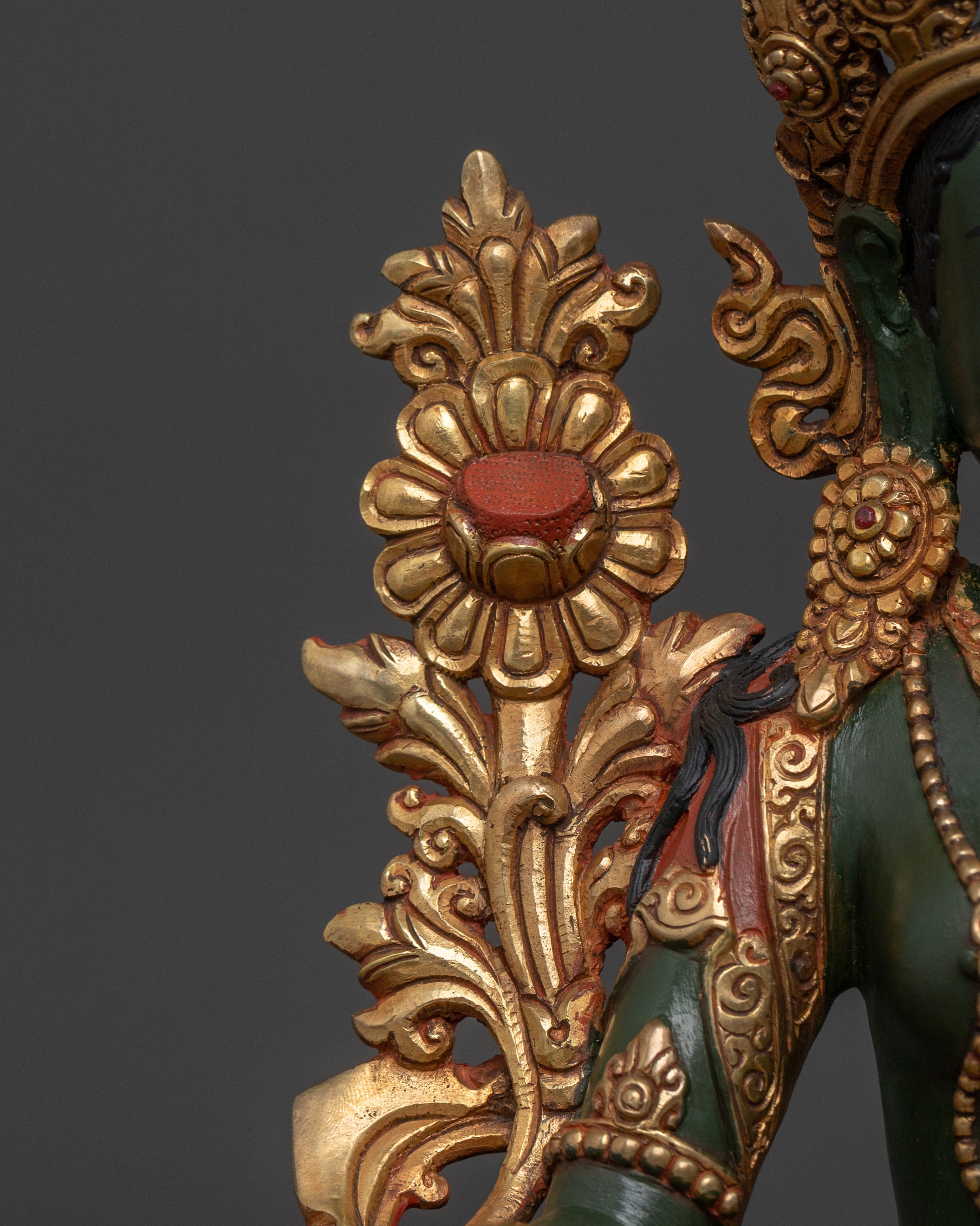 Mother Green Tara Statue | 24K Gold Gilded Figure