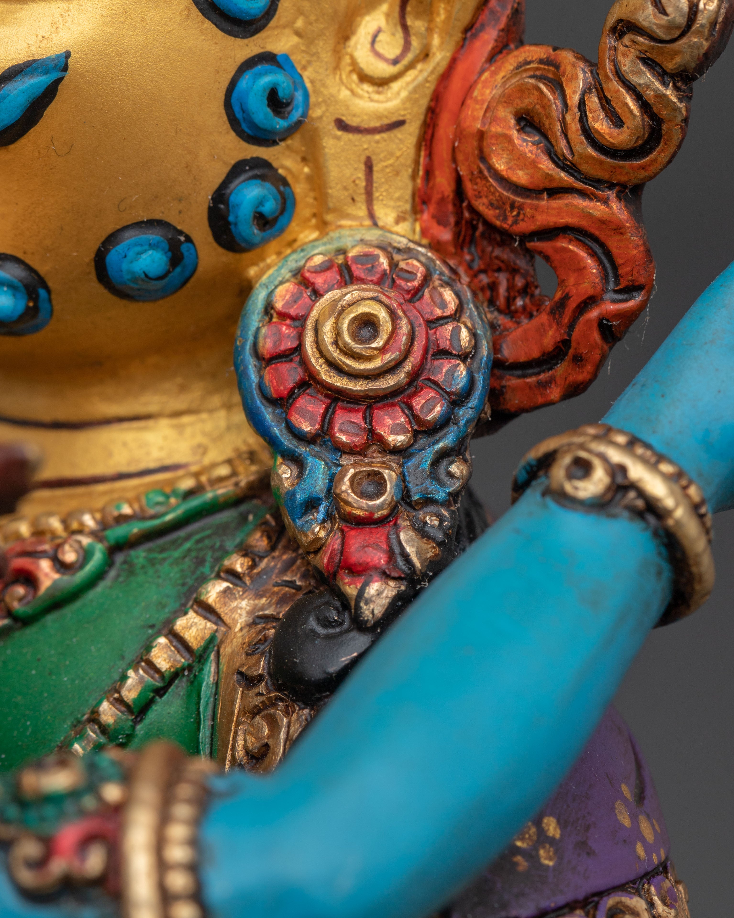 Green Dzambhala Statue | Copper Figurine of Wealth Deity