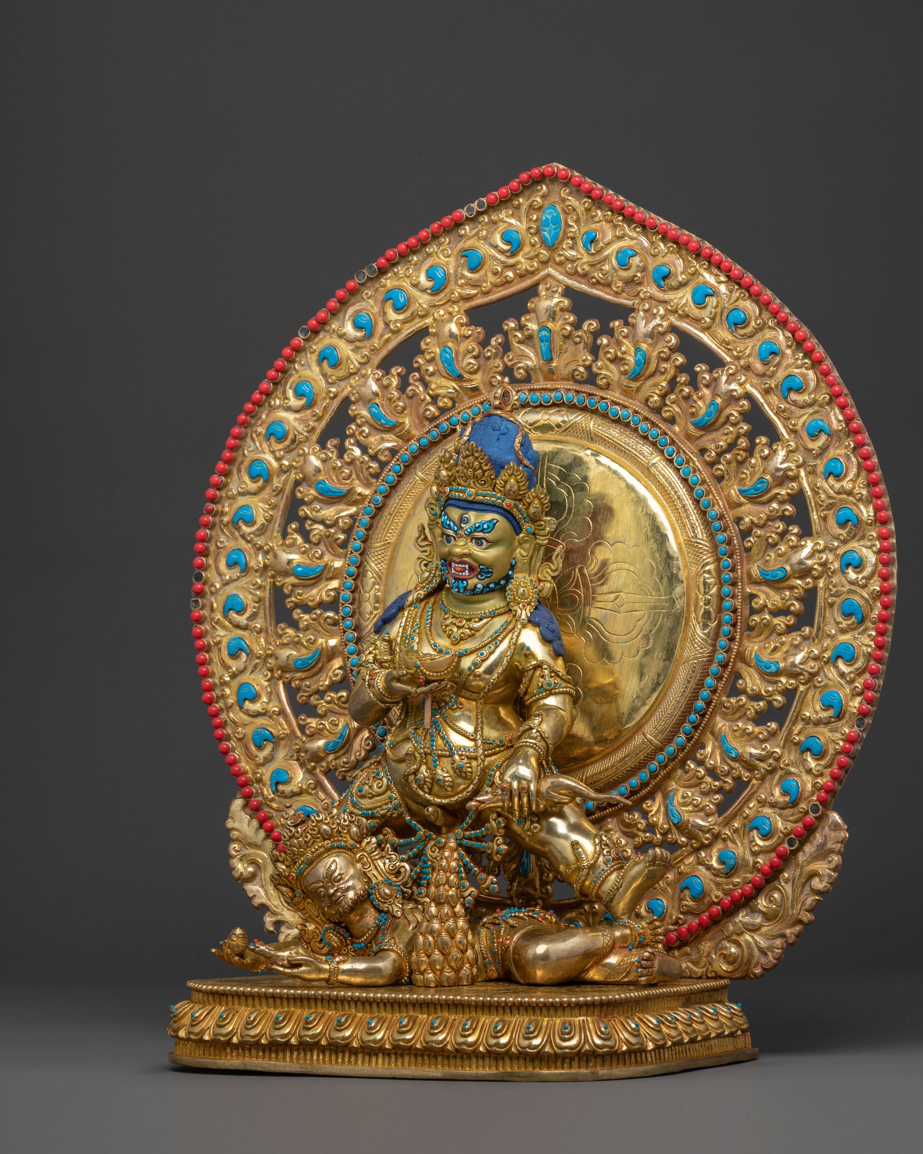 A Radiant Black Dzambhala Spiritual Wealth Statue