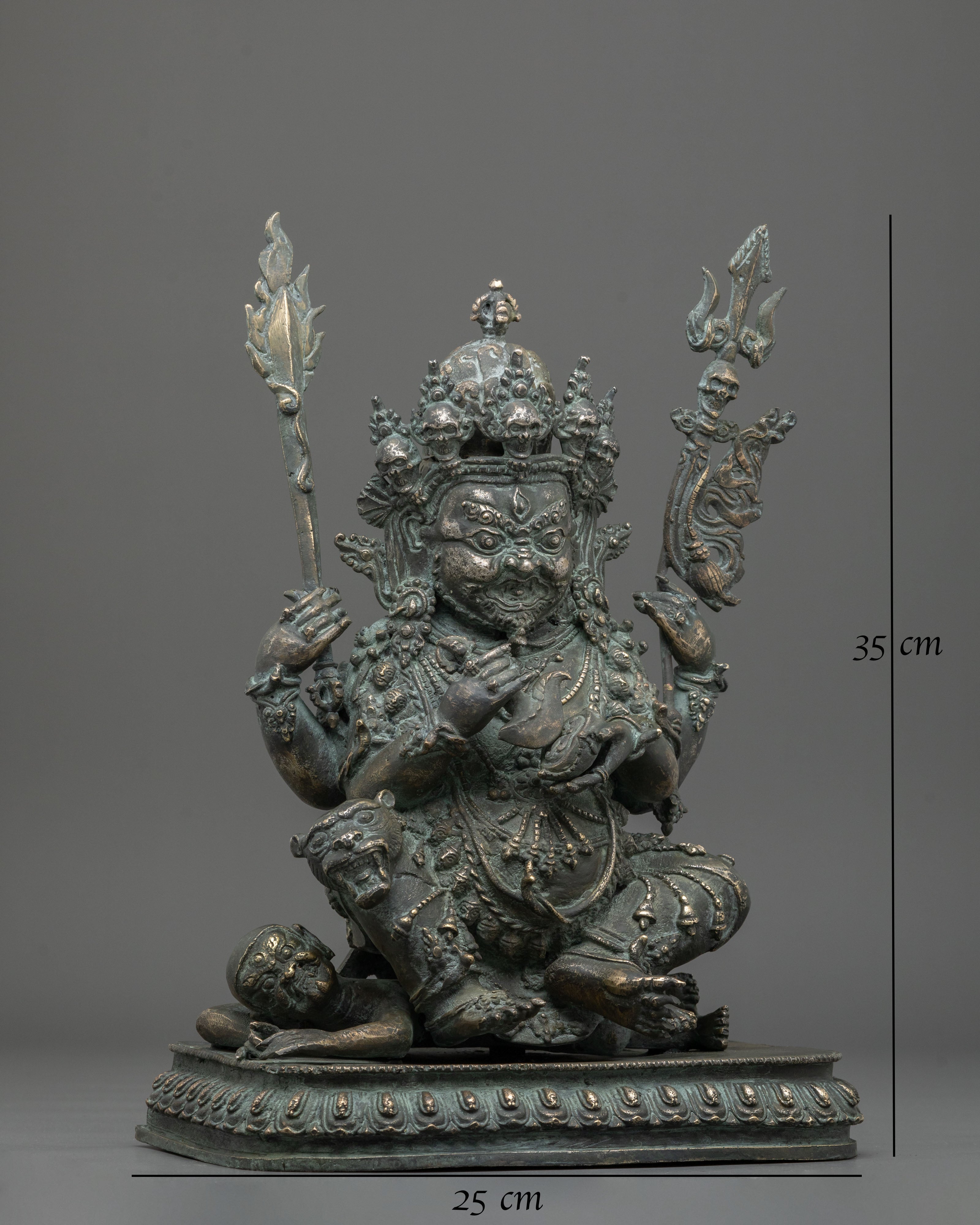 Chaturbhuja Mahakala Copper Statue | Buddhist Protector Sculpture
