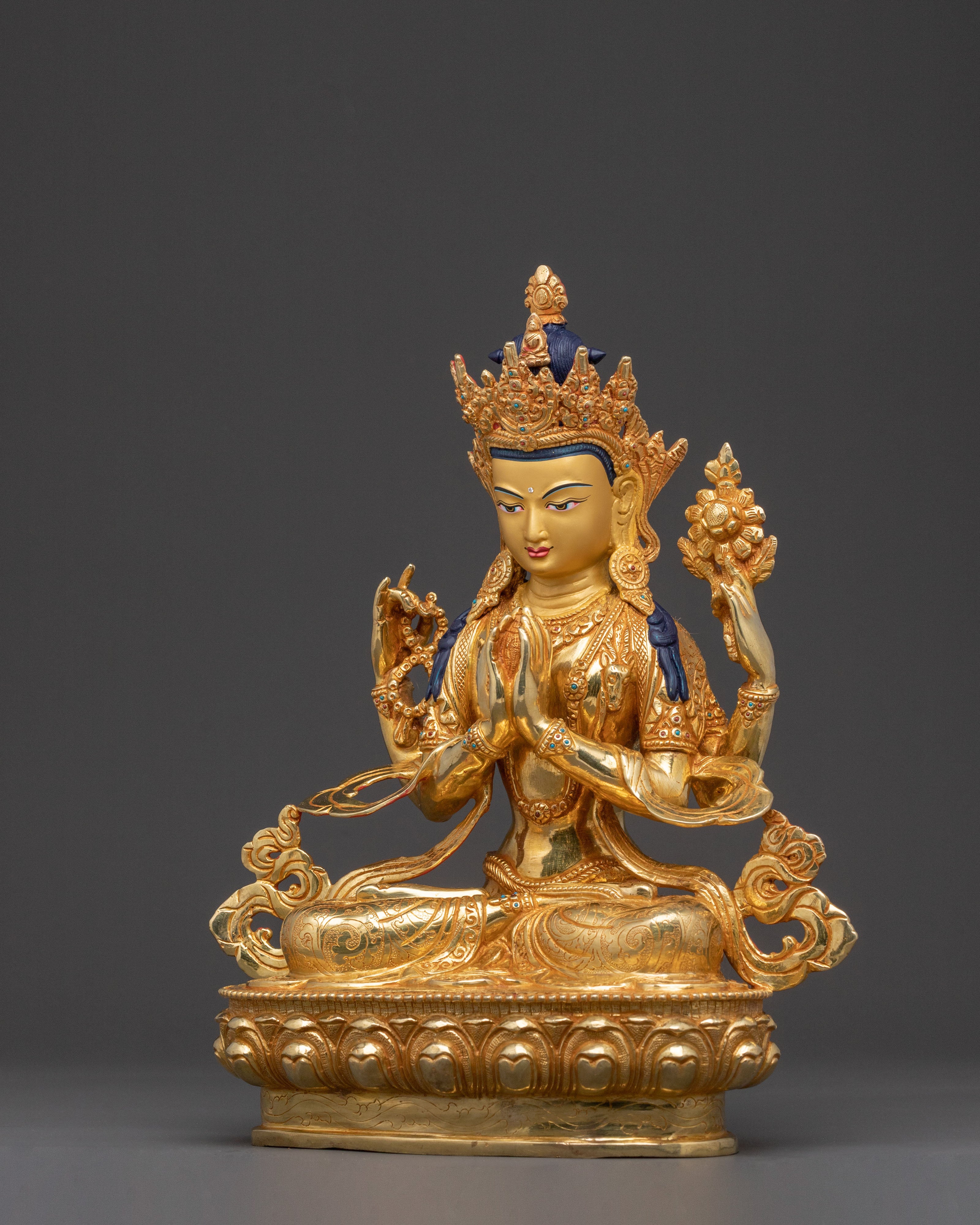Handcrafted Blessing Statue of Chenrezig | Compassion Deity Sculpture