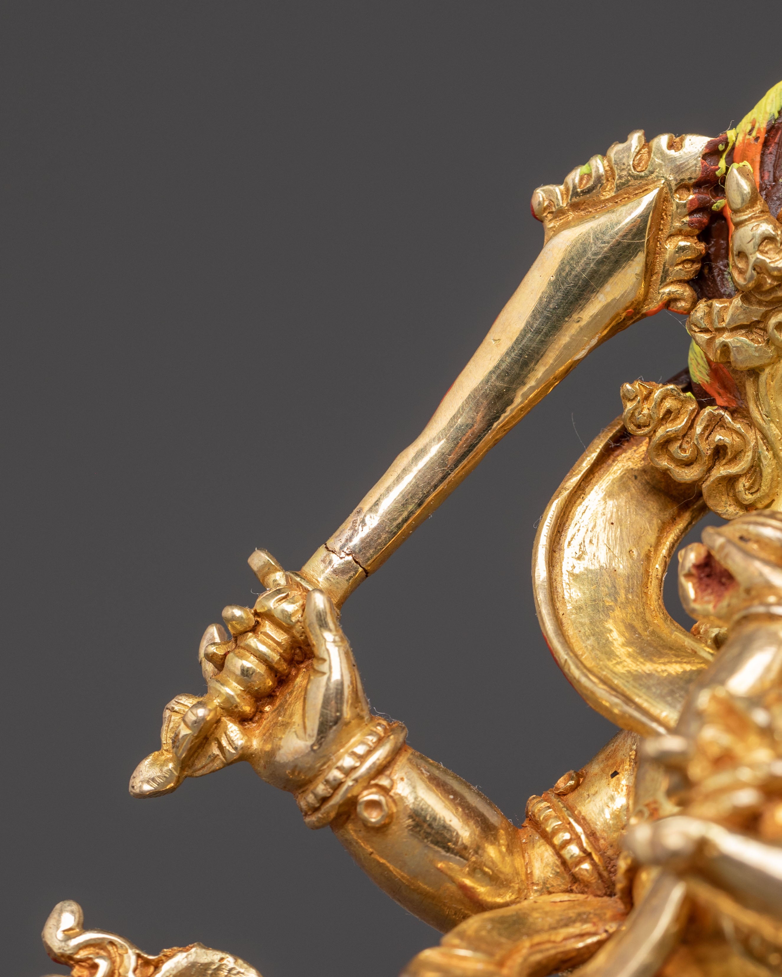 Statue of Seated Four Armed Mahakala | 6.7 Inch Himalayan Art