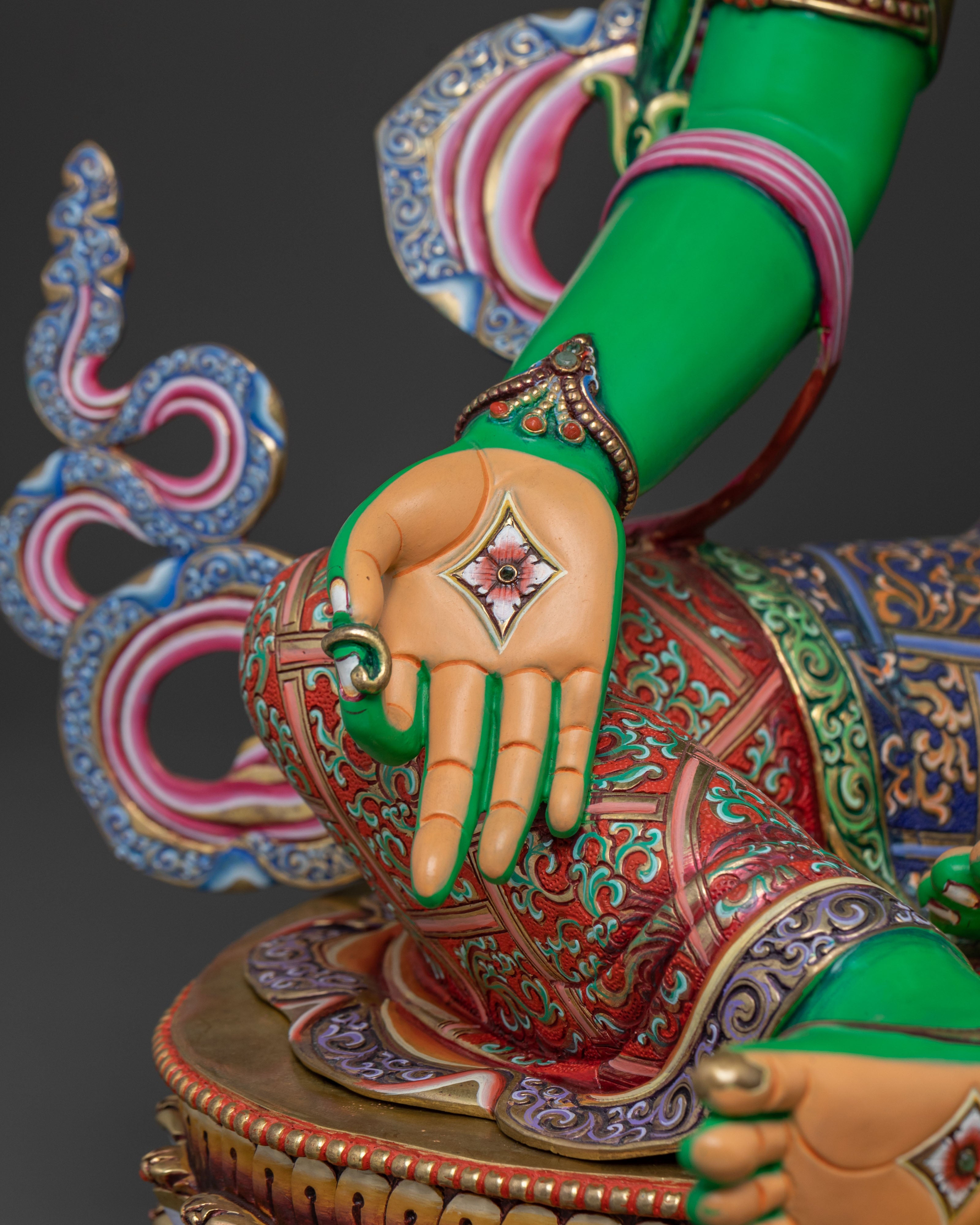 Swift Grace: Green Tara | 24K Gold Gilded Statue