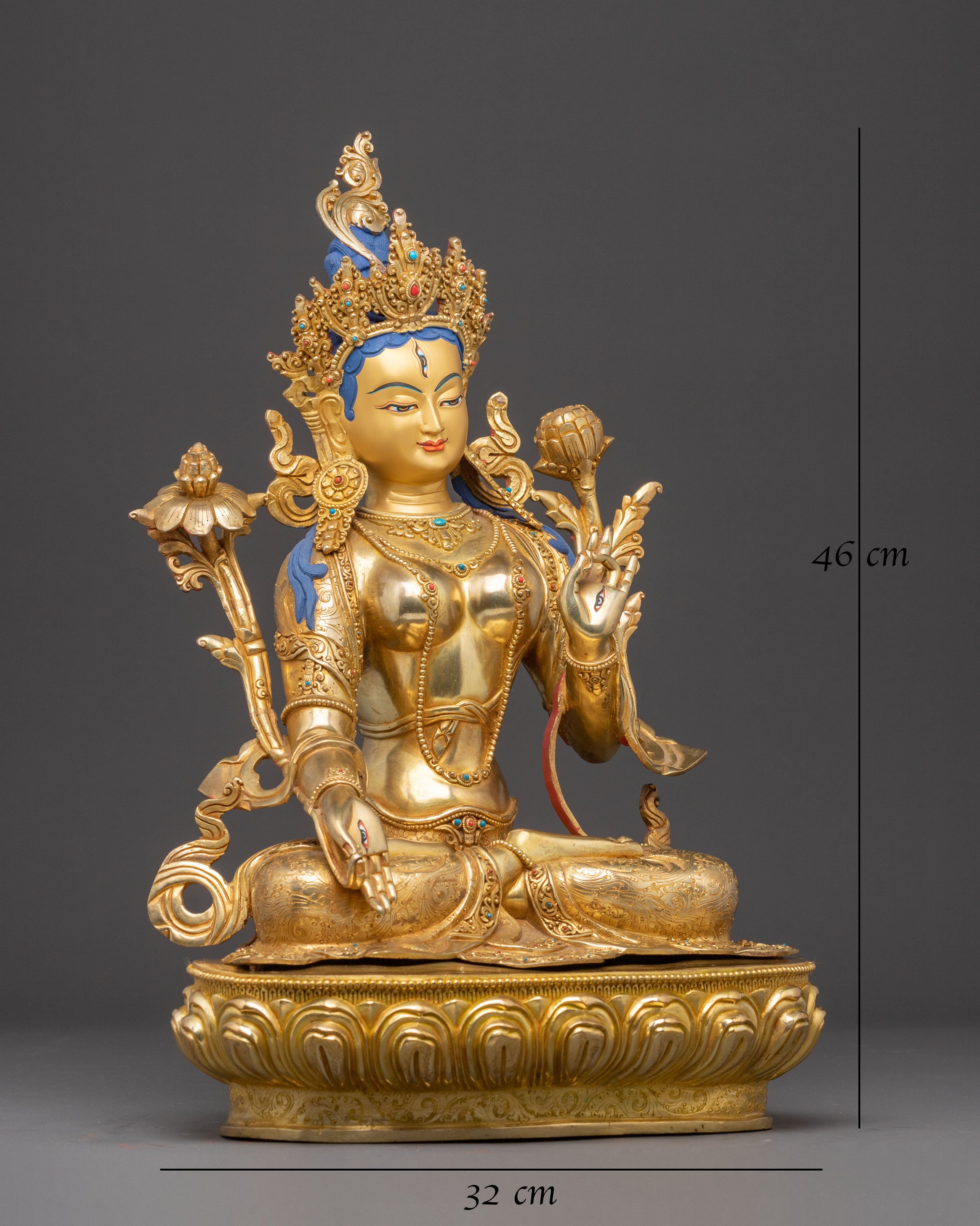 Handcrafted Statue of Seven-Eyed Goddess White Tara