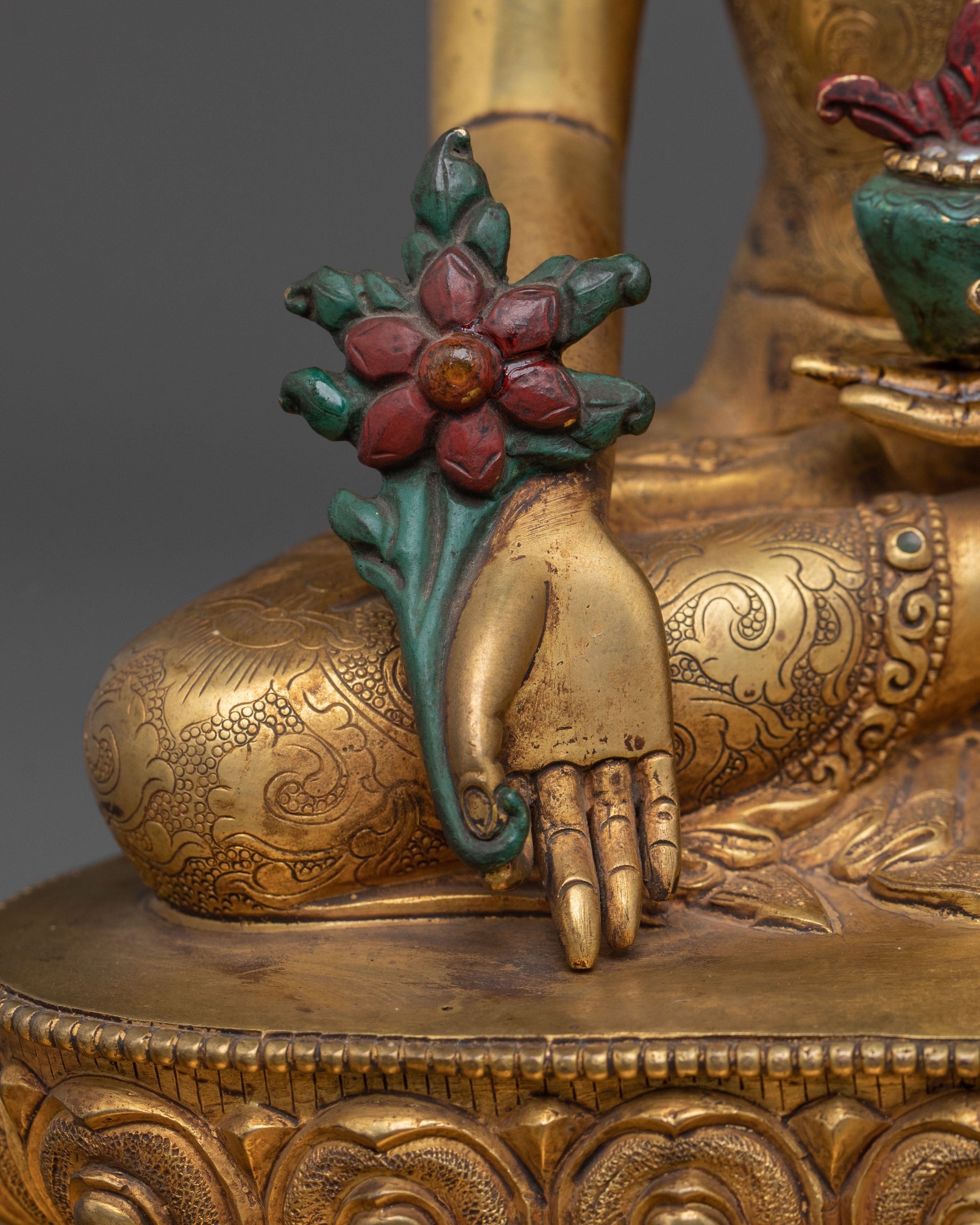 Sacred Three Buddha Handcrafted Statue Set in Premium 24K Gold
