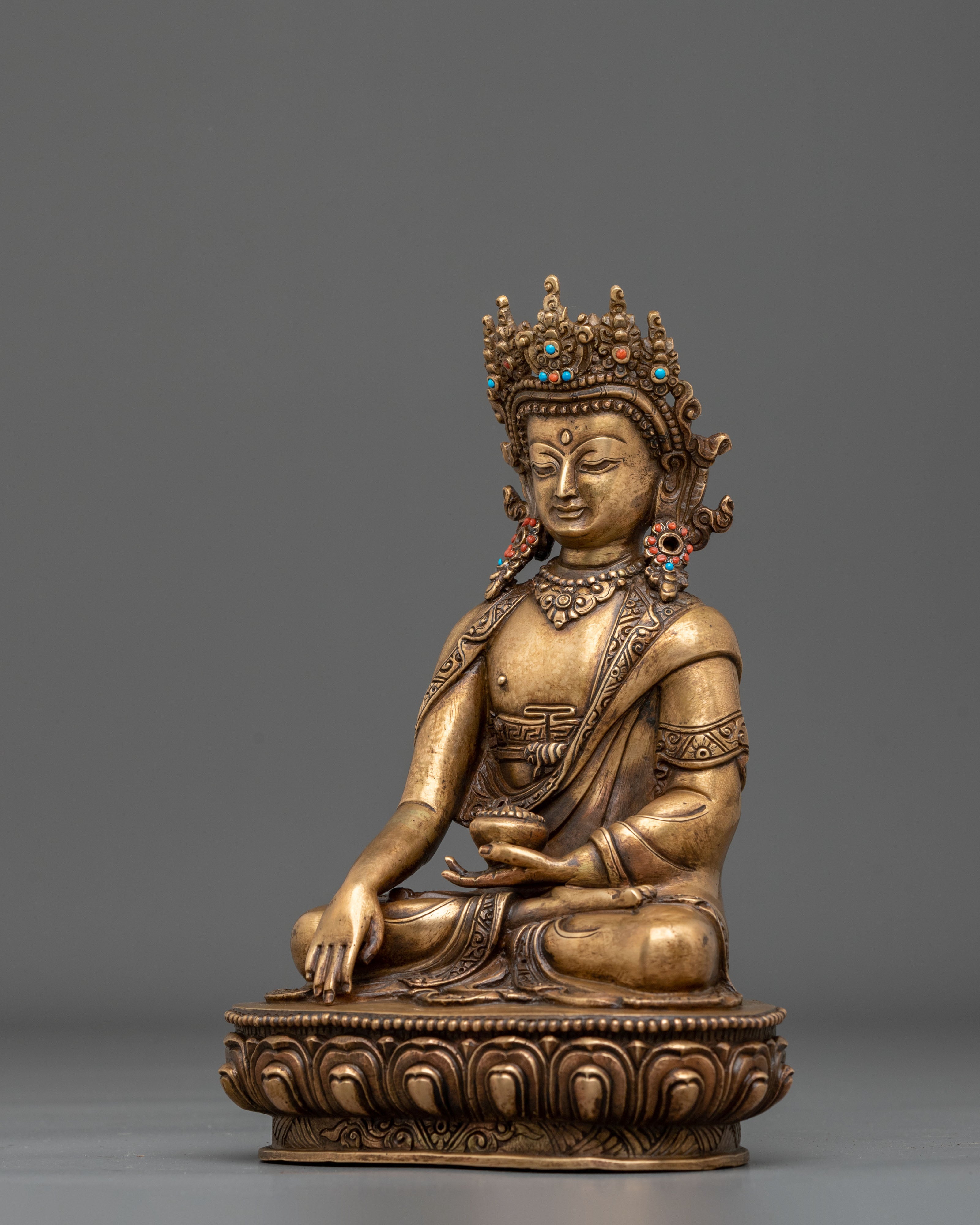 Crown Shakyamuni Buddha Altar Decoration Statue | Buddhist Altar Decoration