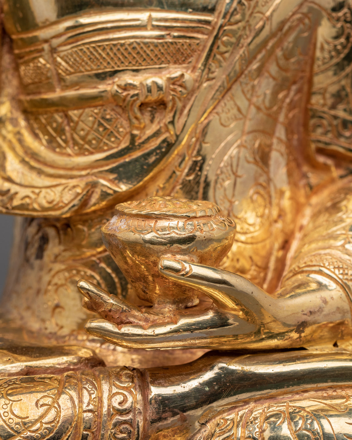 Hand Carved Shakyamuni Buddha Statue with Copper Body