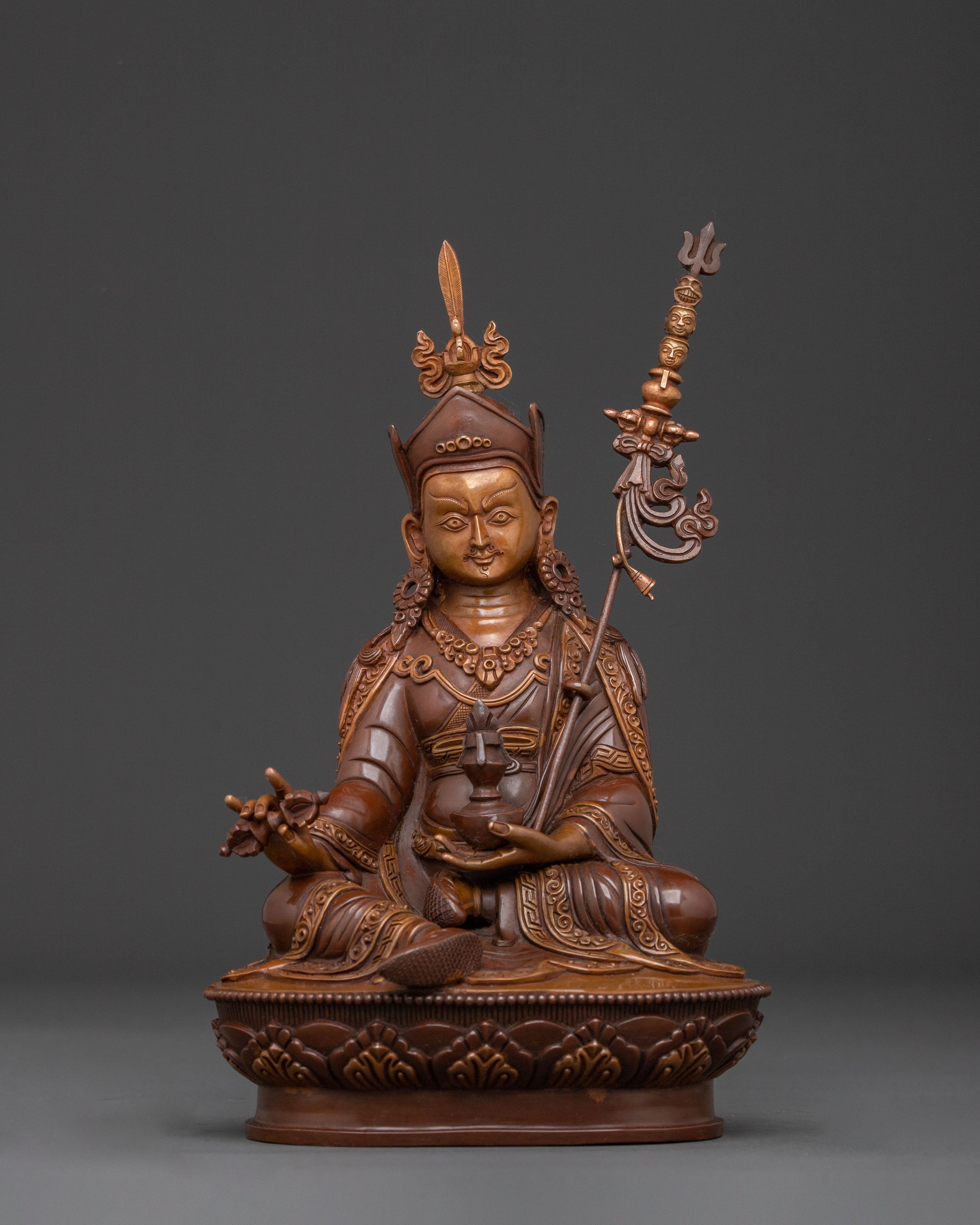 Guru Rinpoche Handcrafted Copper Statue