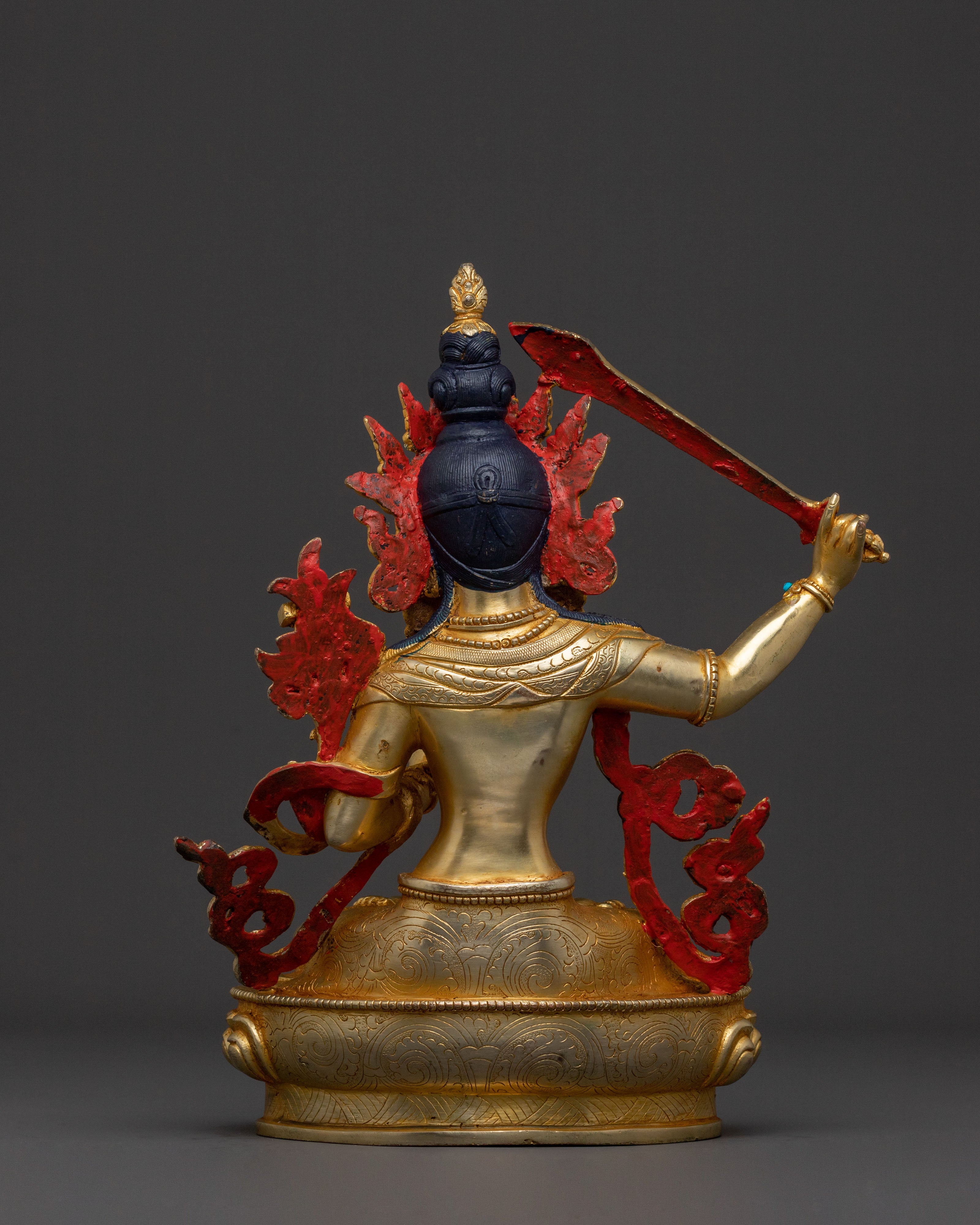 Manjushri Statue Protector of Knowledge | 24k Gold-Glided Sculpture
