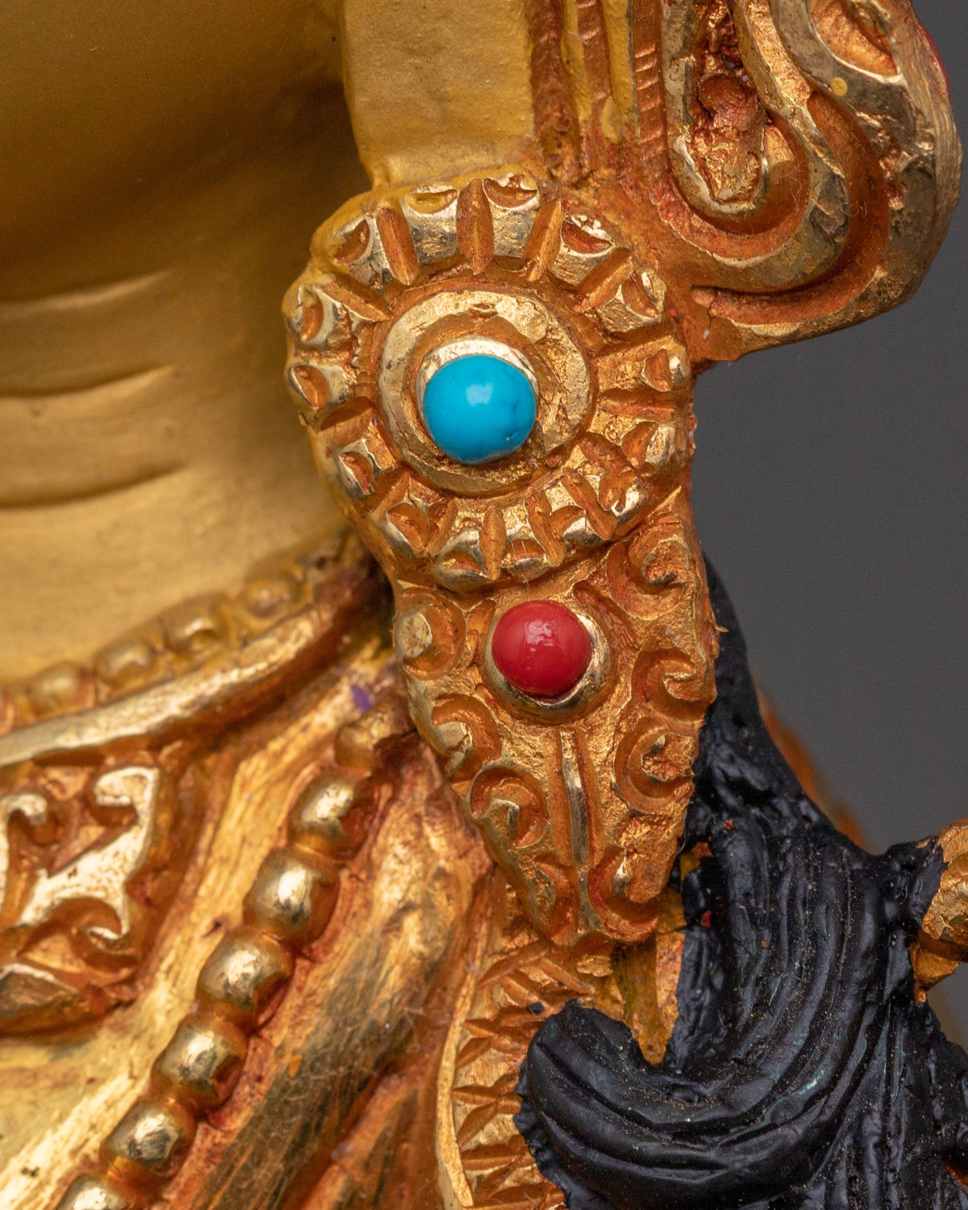 Gold Glided Green Tara Statue - Handcrafted Copper Artwork