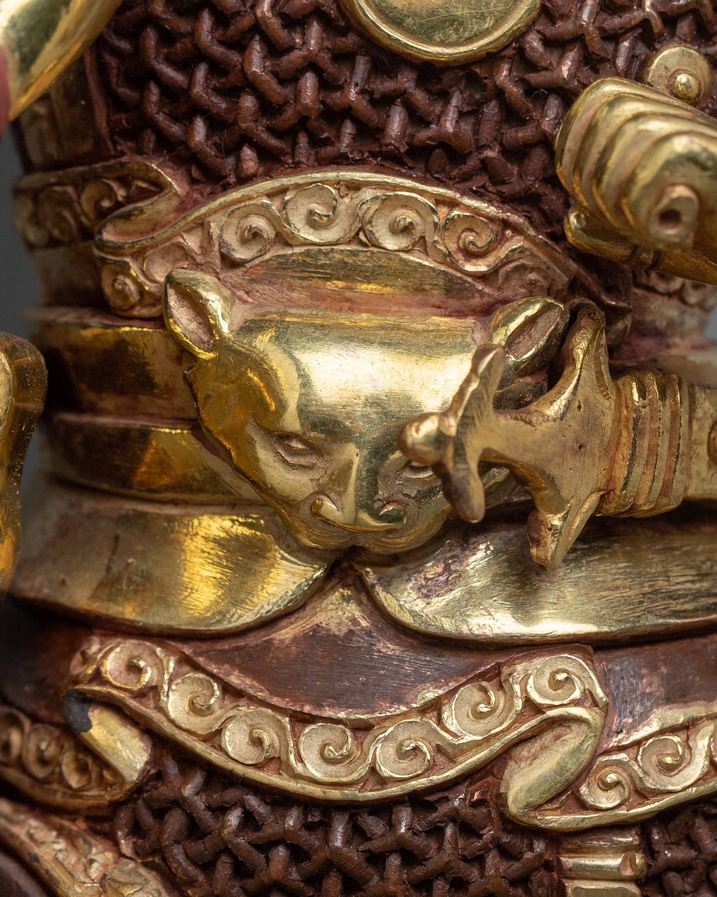 Buddhist Protector: King Gesar Oxidized Copper Statue