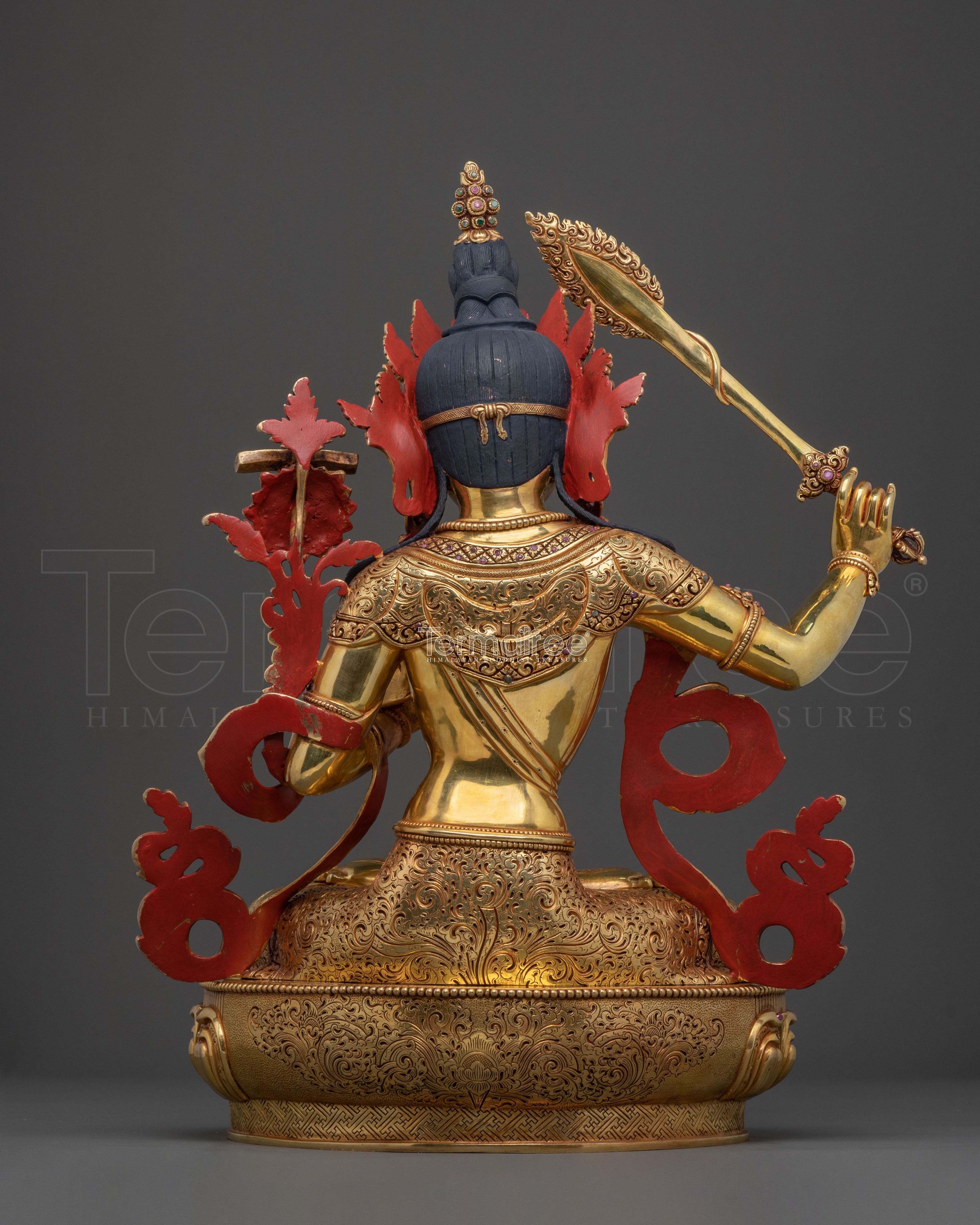 Manjushri: Radiant 24K Gold Gilded Wisdom Statue