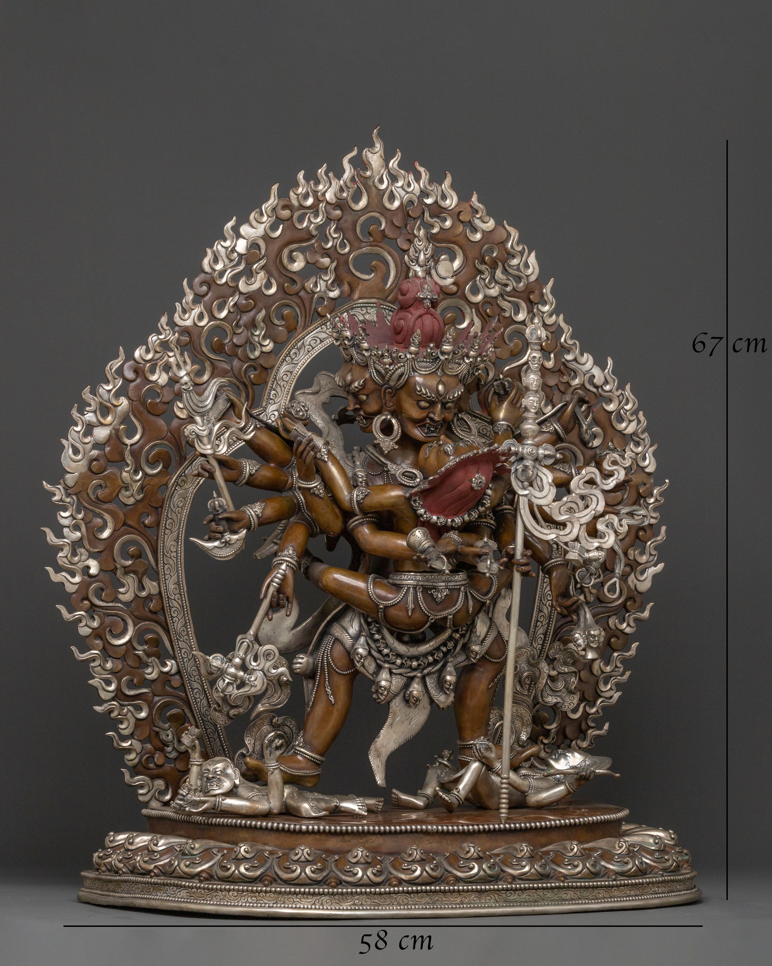 Chakrasamvara Oxidized Copper Statue | Silver-Plated