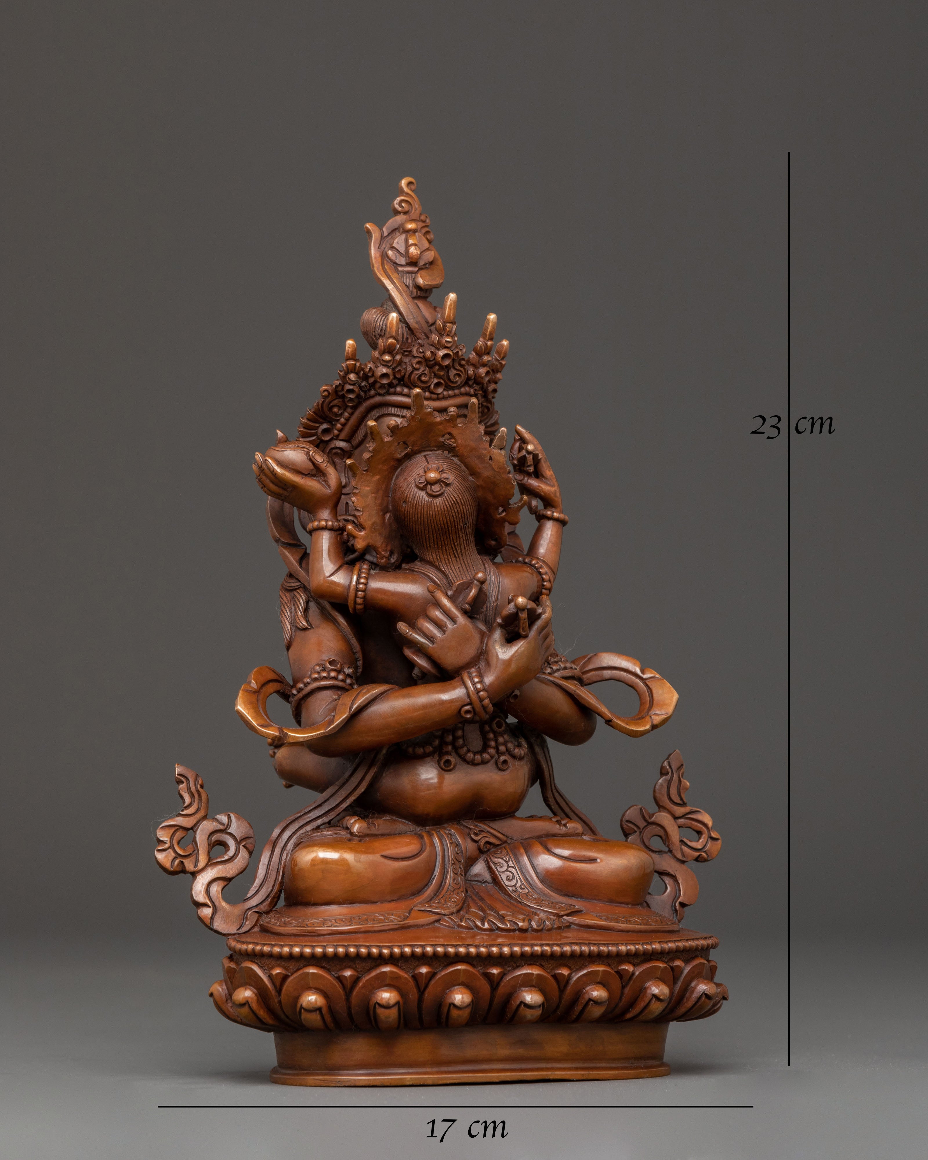 Statue of Buddha Vajradhara with Consort: Oxidized Copper Masterpiece