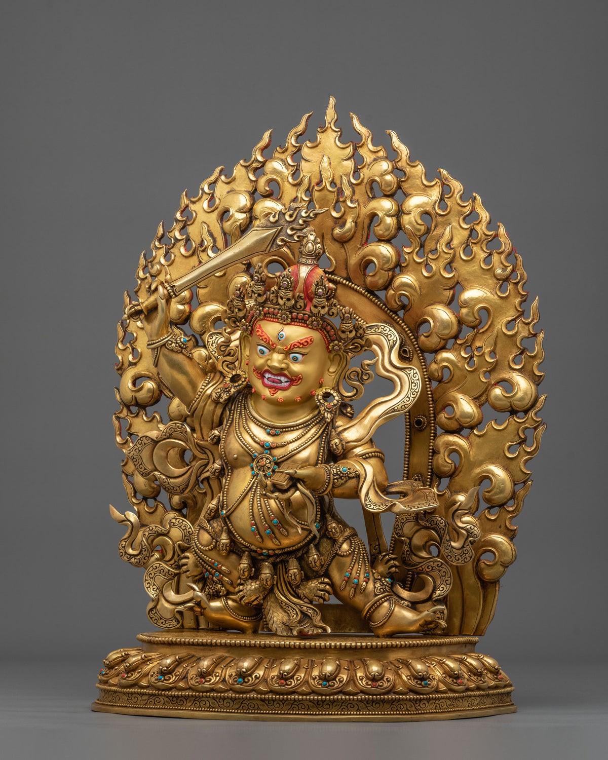 Black Manjushri Copper Figurine – 24K Gold Gilded Premium Artistry