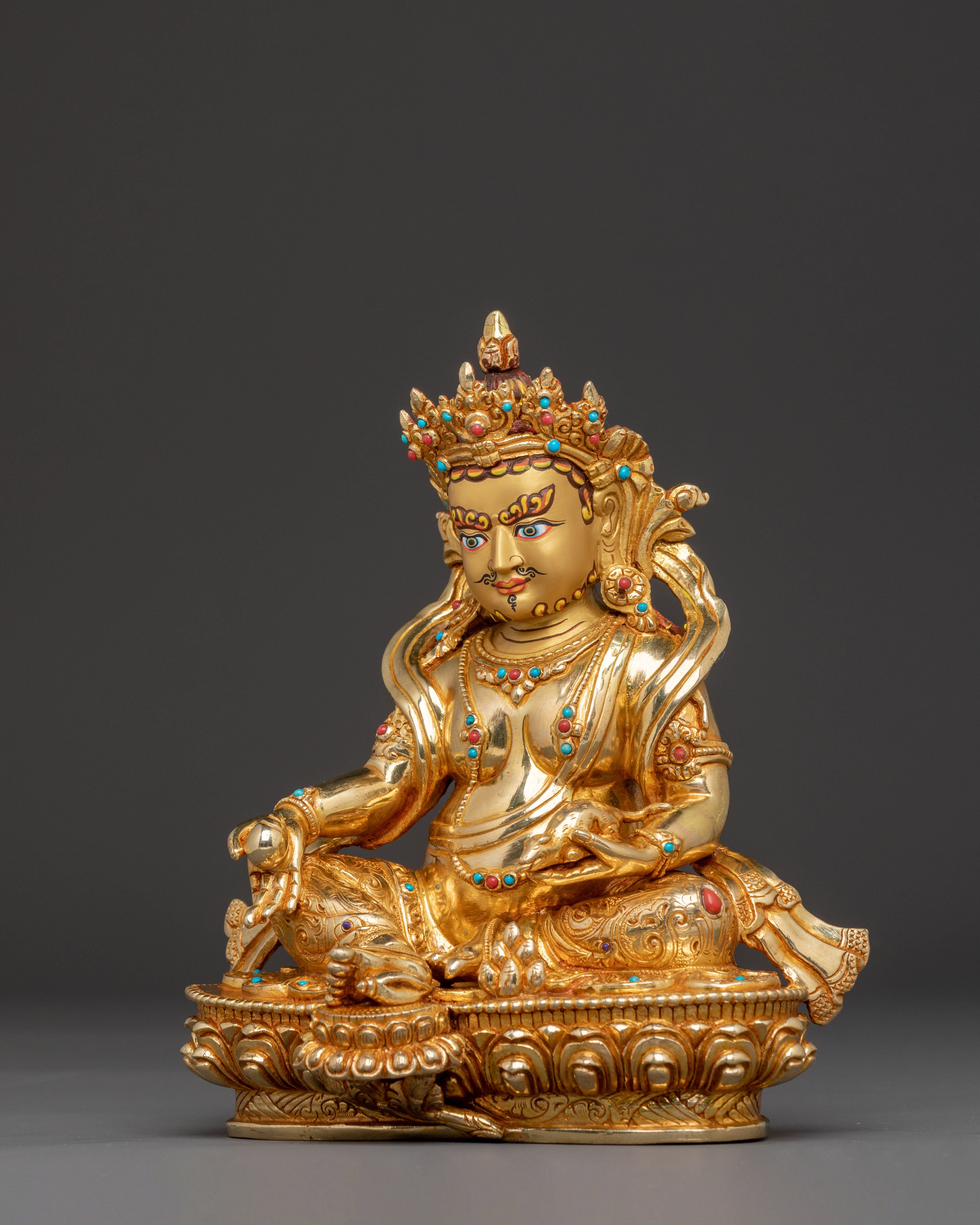 Wealth Bestowing Dzambhala Statue - Hand-Gilded Copper Art
