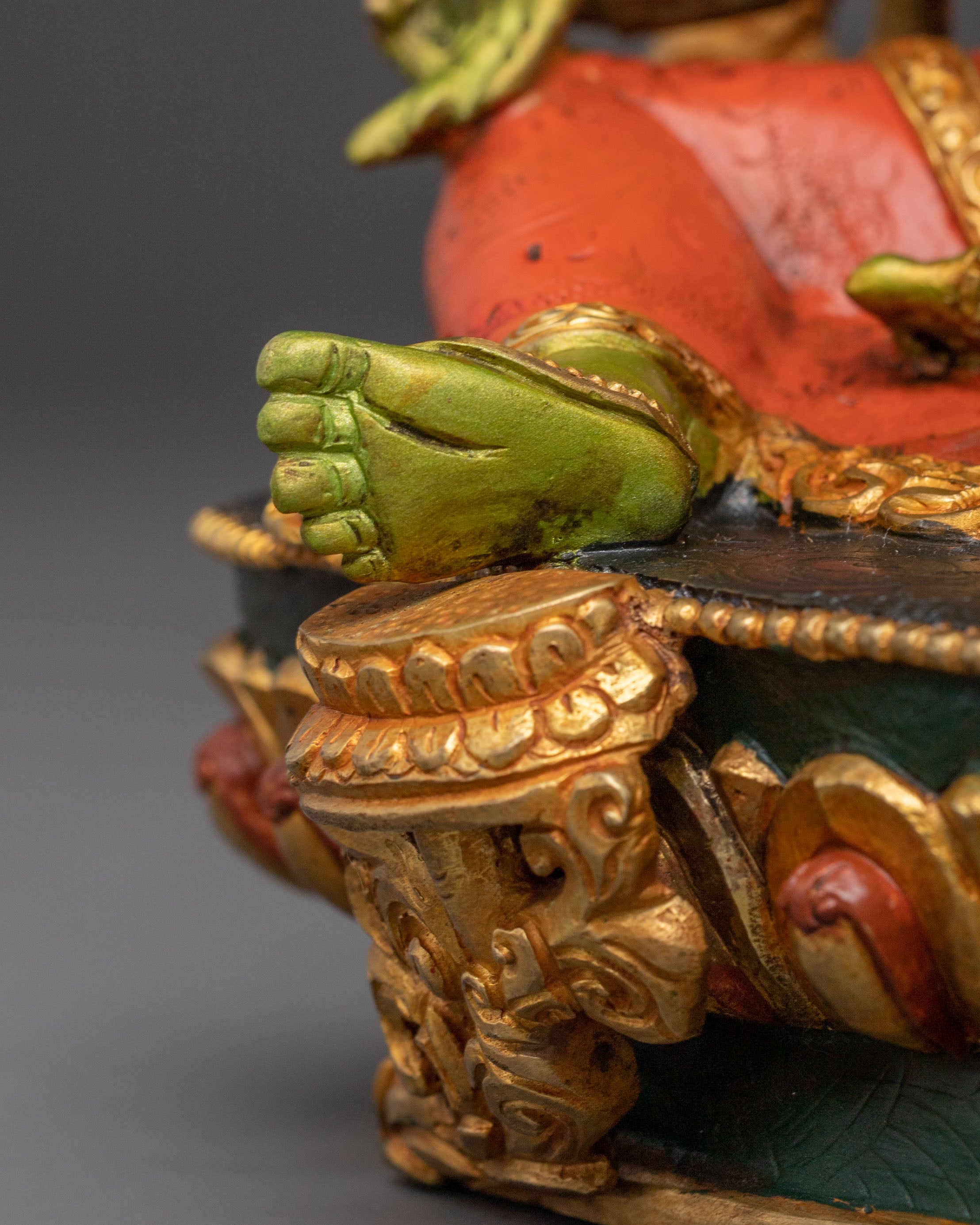 2k Gold Gilded Green Tara Statue - Sacred Buddhist Art