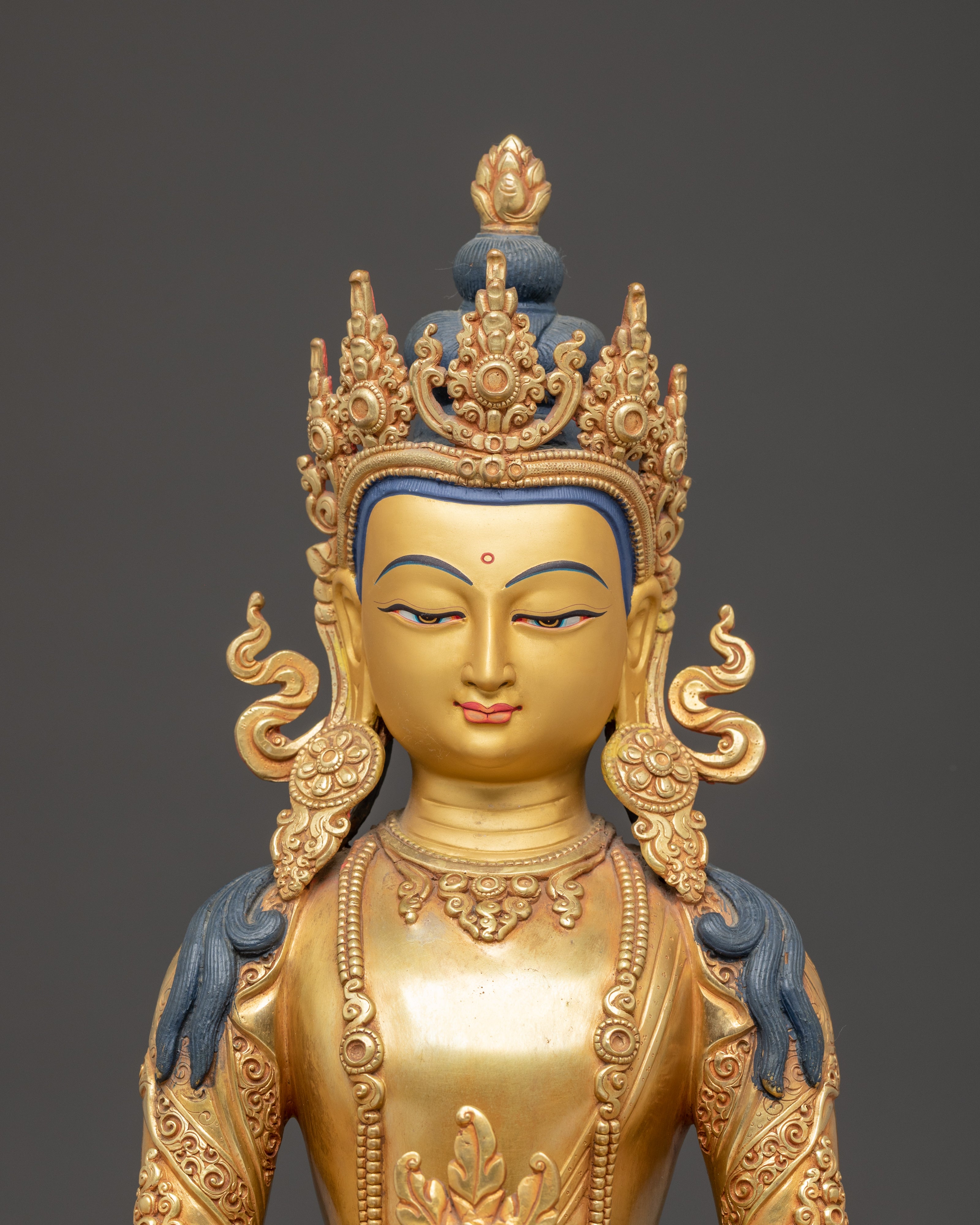 Golden Longevity Buddha Amitayus Statue | Traditional Himalayan Art