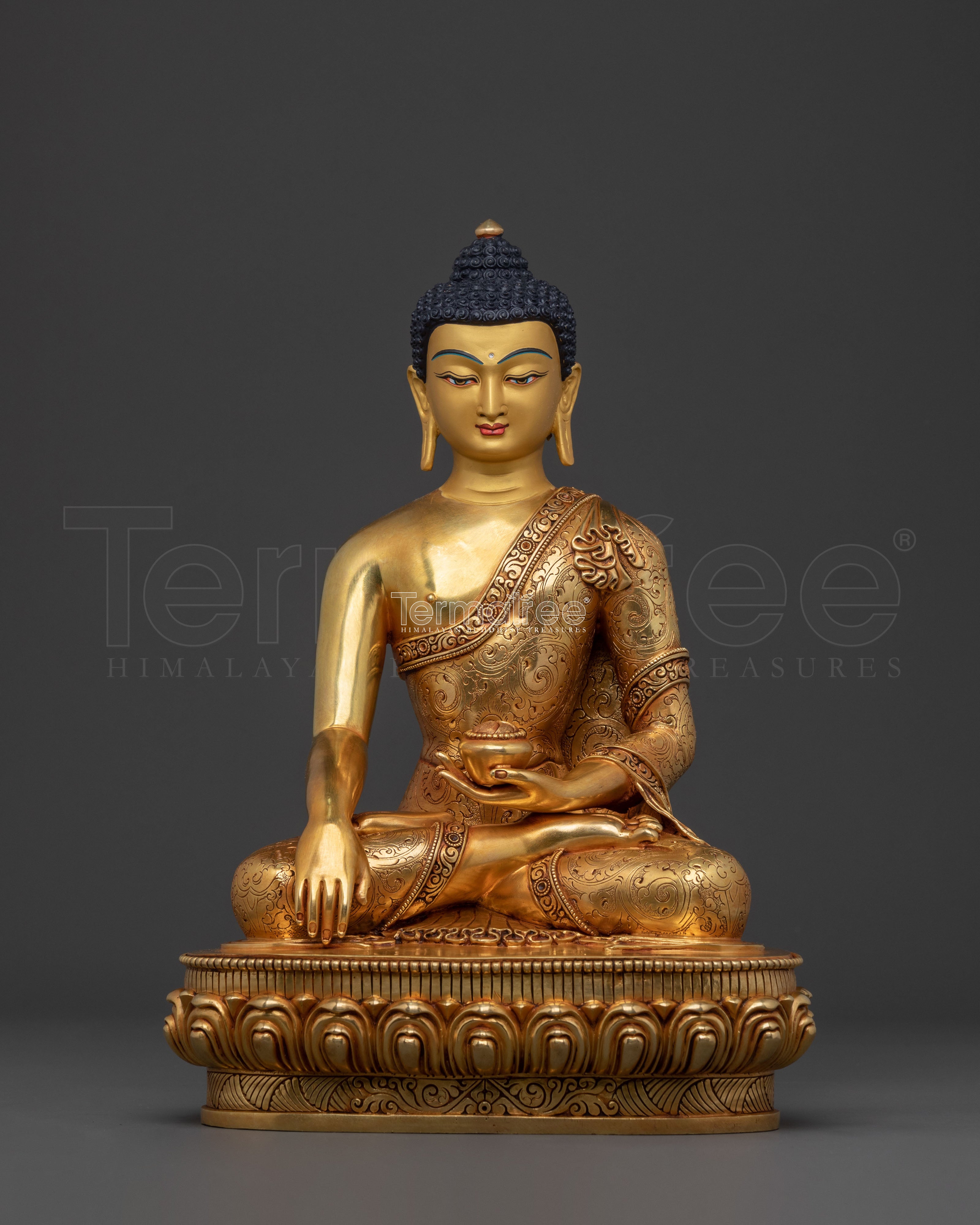 Shakyamuni Buddha Statue | Handcrafted 24K Gold Gilded Sculpture