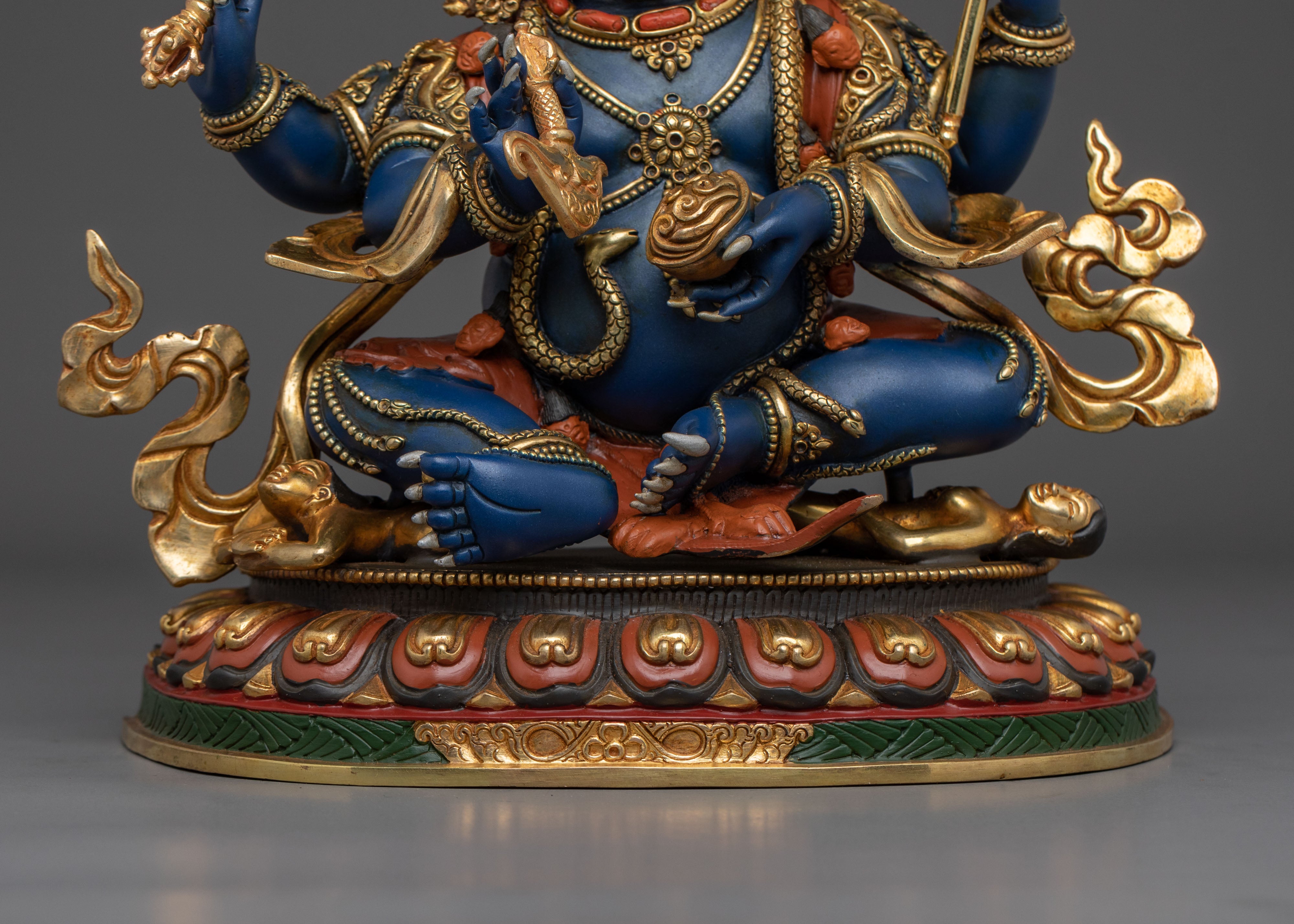 Handcrafted Four Armed Mahakala Statue | Himalayan Buddhist Protector
