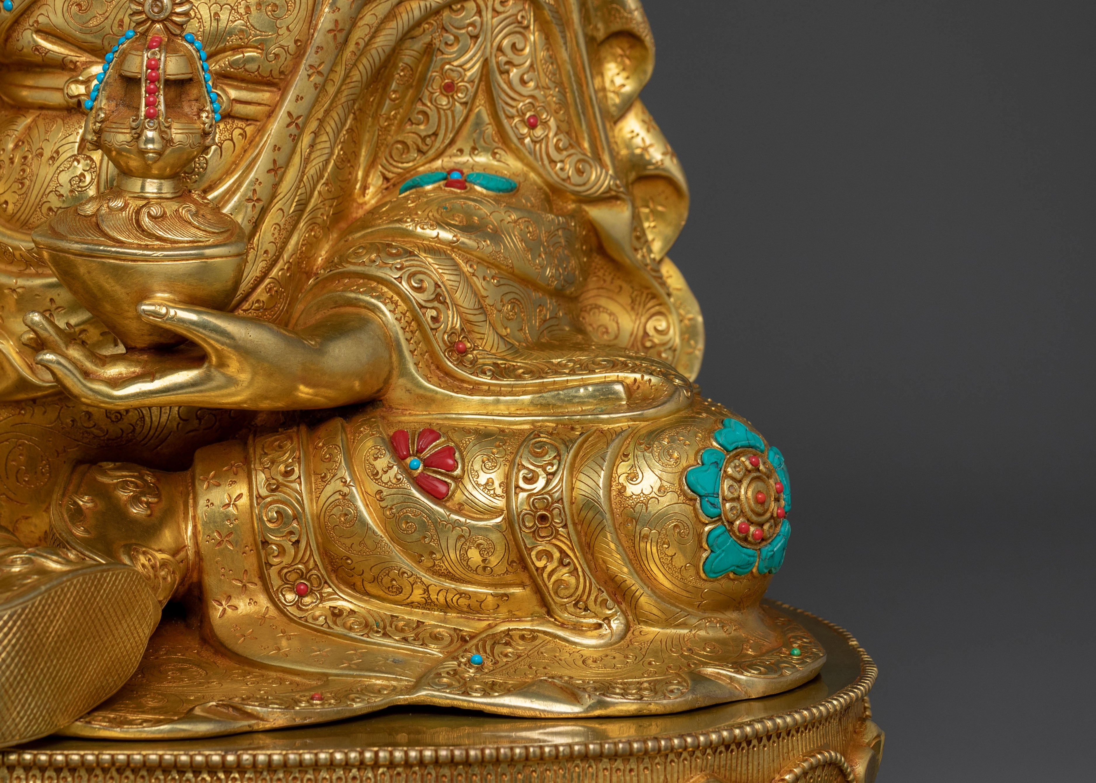 Padmasambhava Sculpture | 24K Gold Gilded Tibetan Guru