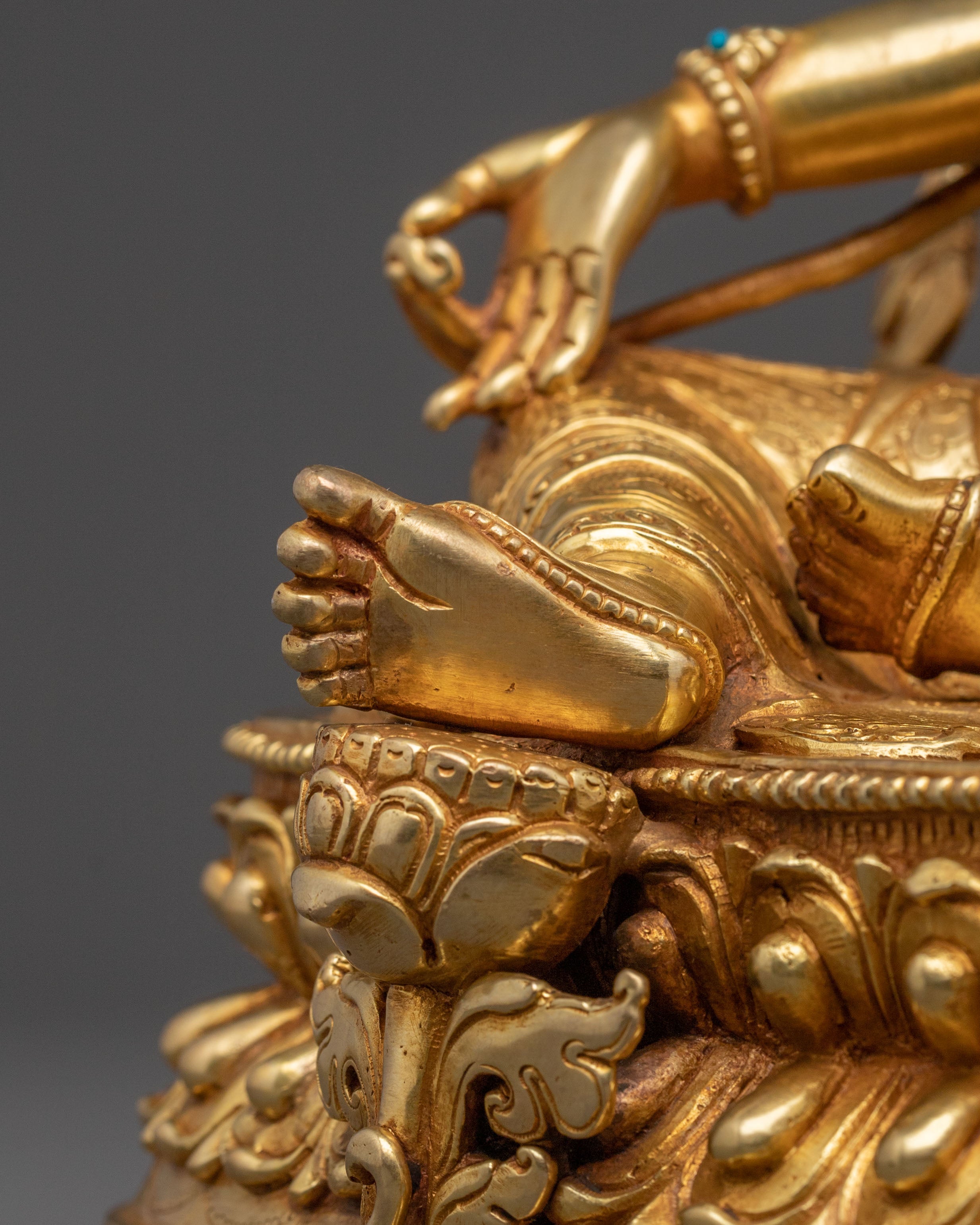 Green Tara Enlightened Mother Statue - 24K Gold Gilded